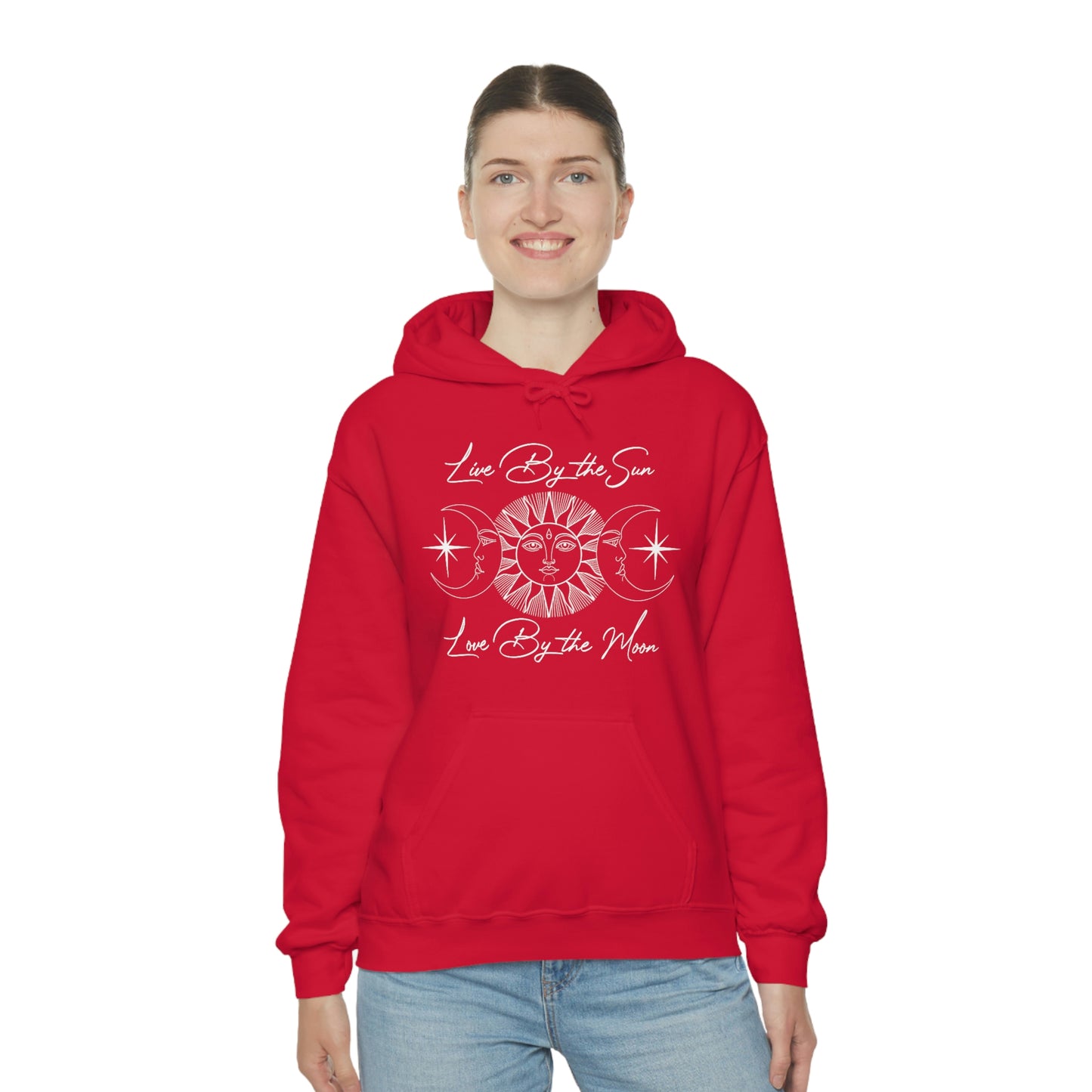 Live By the Sun White Font Unisex Heavy Blend™ Hooded Sweatshirt