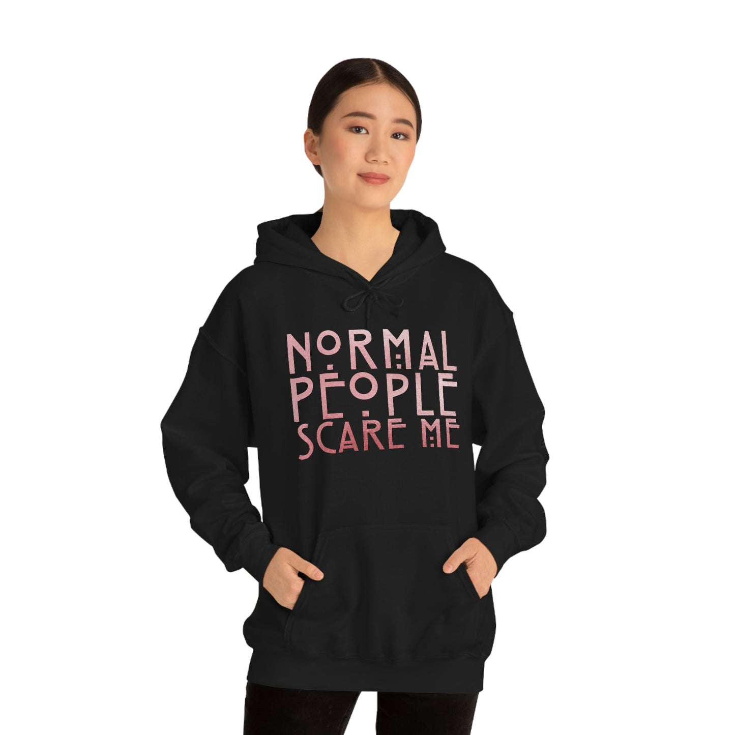 Normal People Scare Me Pink Font Unisex Heavy Blend™ Hooded Sweatshirt