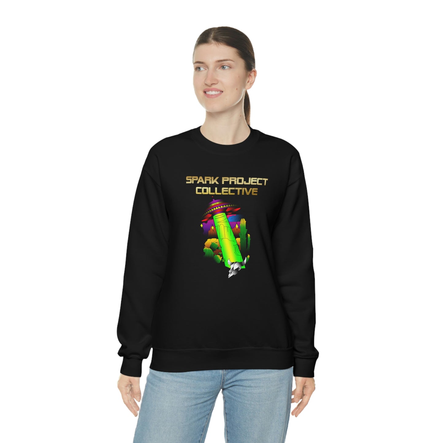 UFO Spark Gold Font Unisex Heavy Blend™ Crewneck Sweatshirt