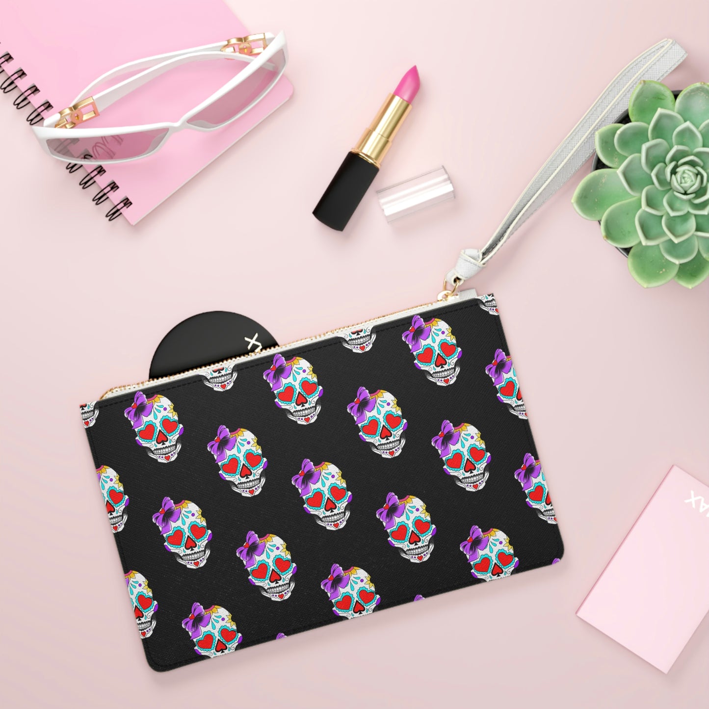 Lady Day of The Dead Black Clutch Bag