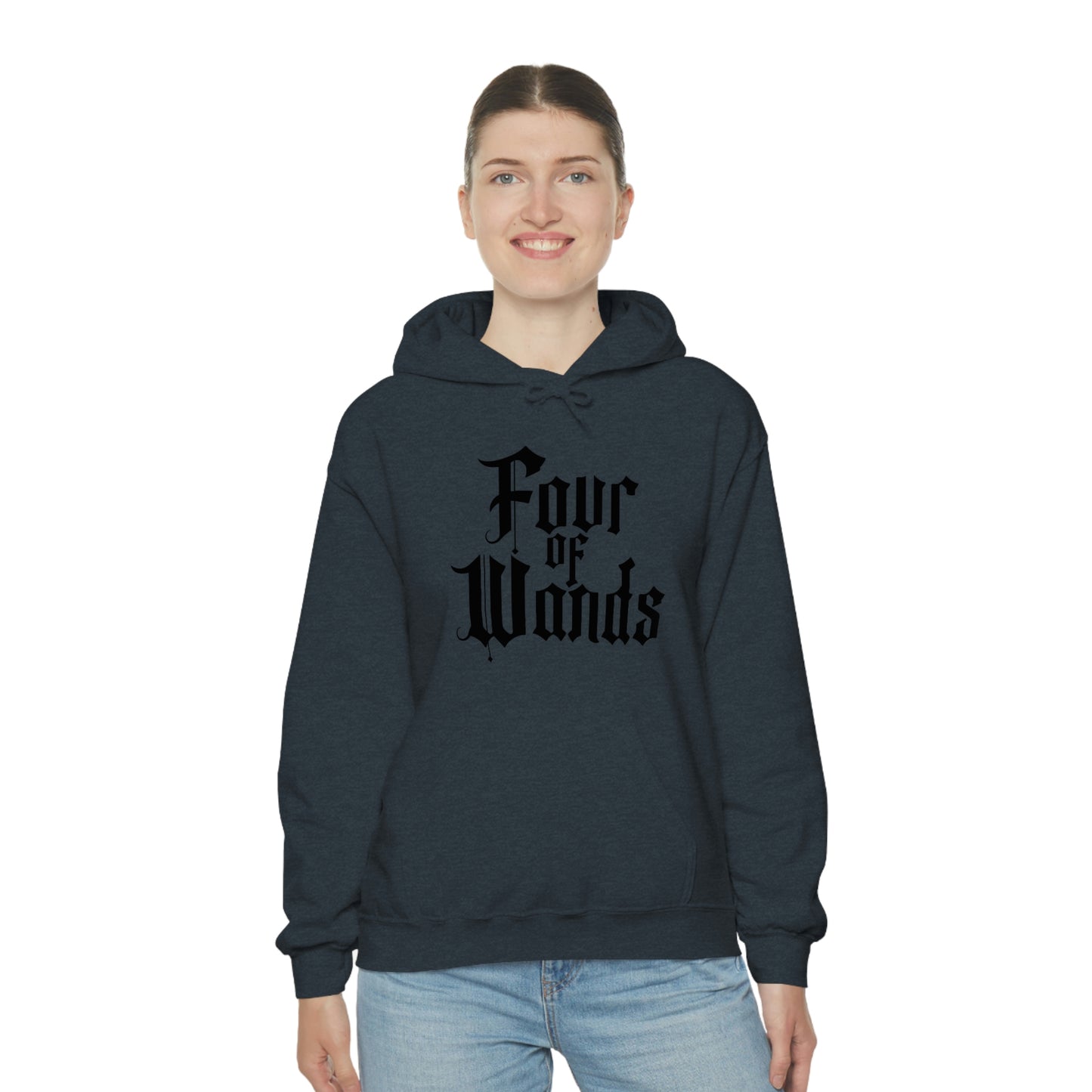 Four of Wands Black Logo Unisex Heavy Blend™ Hooded Sweatshirt