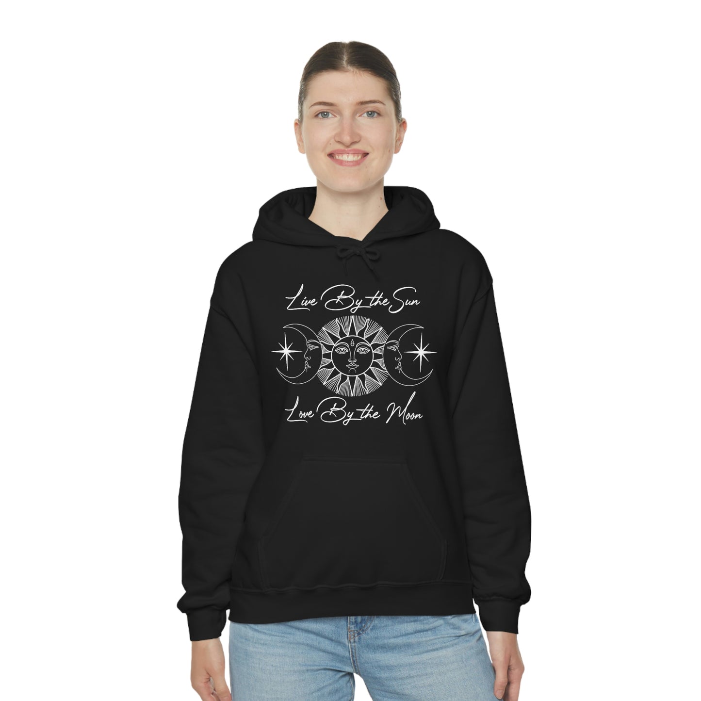 Live By the Sun White Font Unisex Heavy Blend™ Hooded Sweatshirt