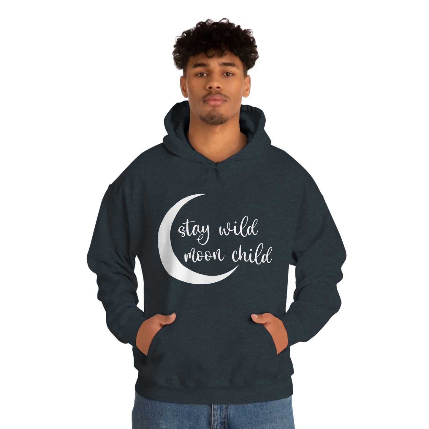 Stay Wild Moon Child White Font Unisex Heavy Blend™ Hooded Sweatshirt