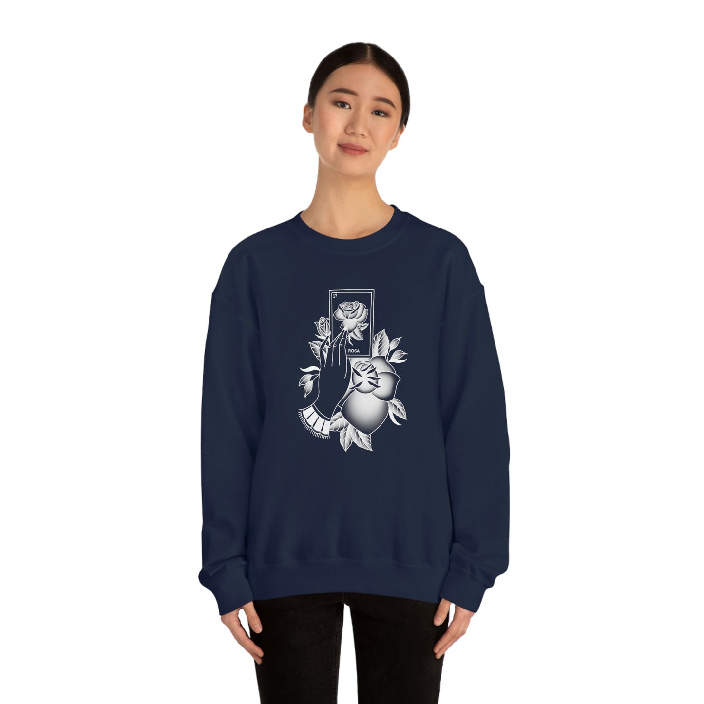 Rosa Card Shaded White unisex heavy blend crewneck sweatshirt