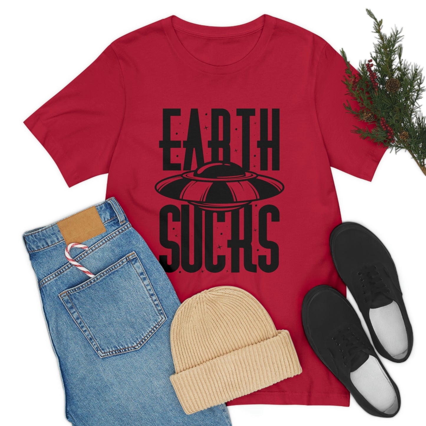 Earth Sucks Black Font Unisex Jersey Short Sleeve Tee