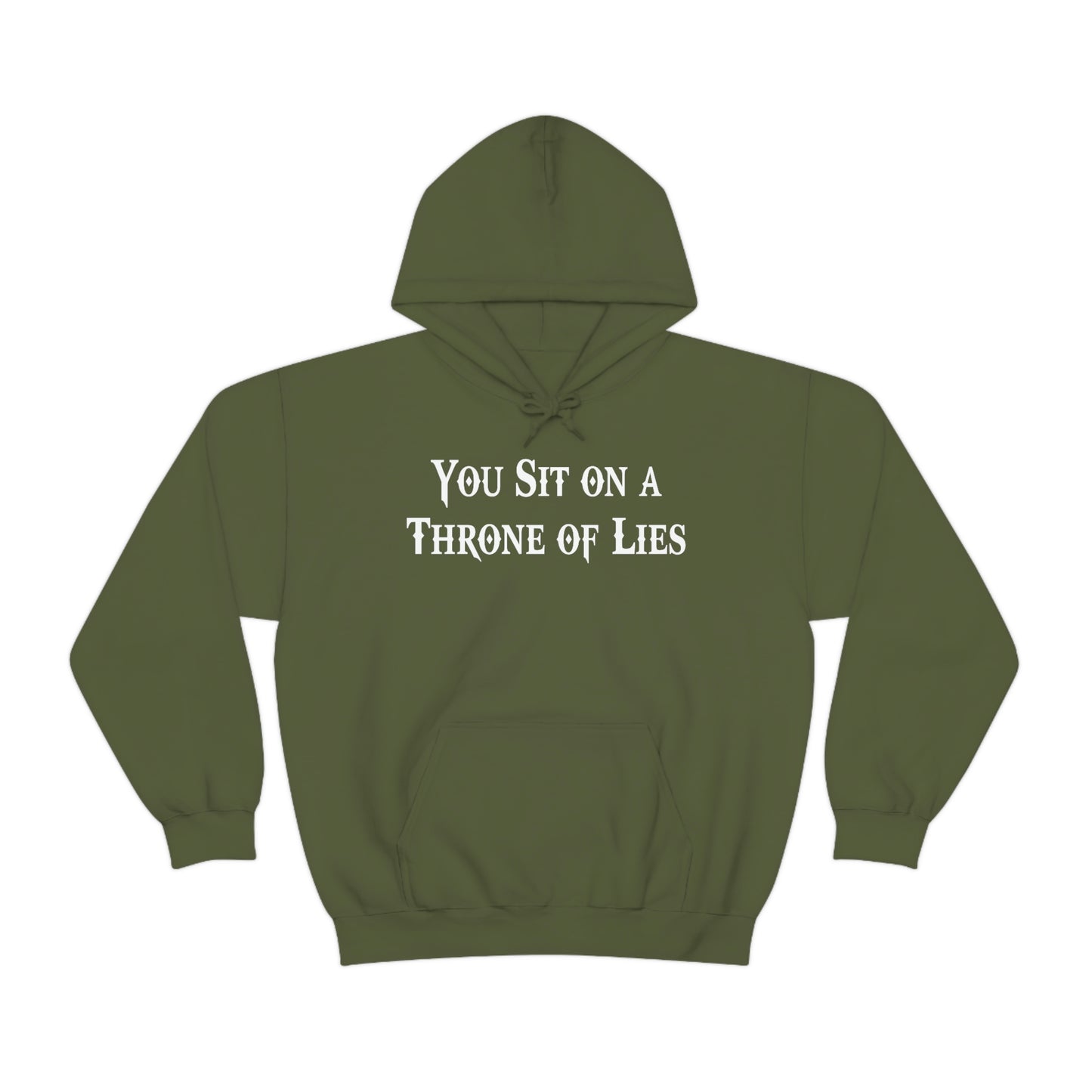 You Sit on A Throne of Lies White Font Unisex Heavy Blend™ Hooded Sweatshirt