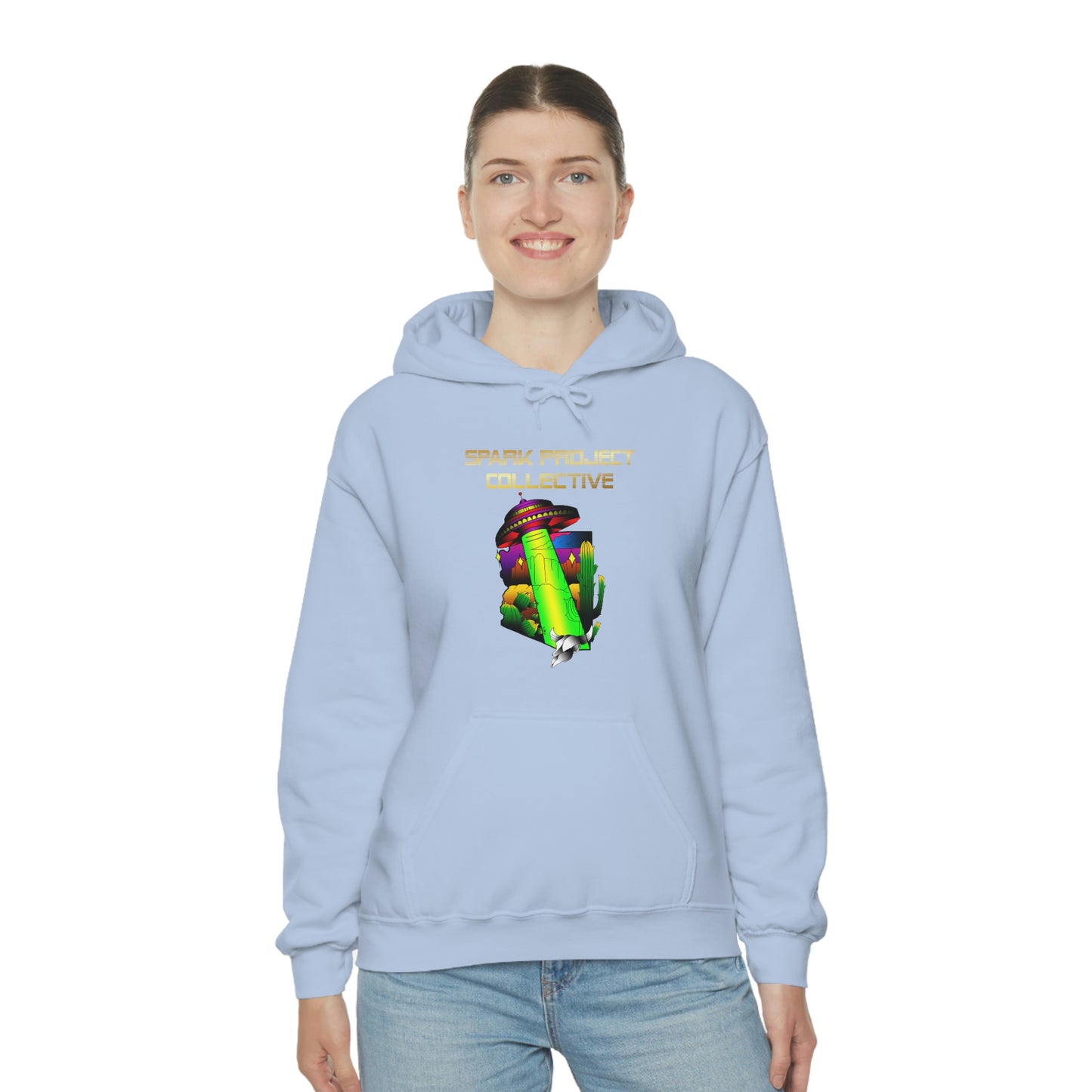 UFO Spark Gold Font Unisex Heavy Blend™ Hooded Sweatshirt