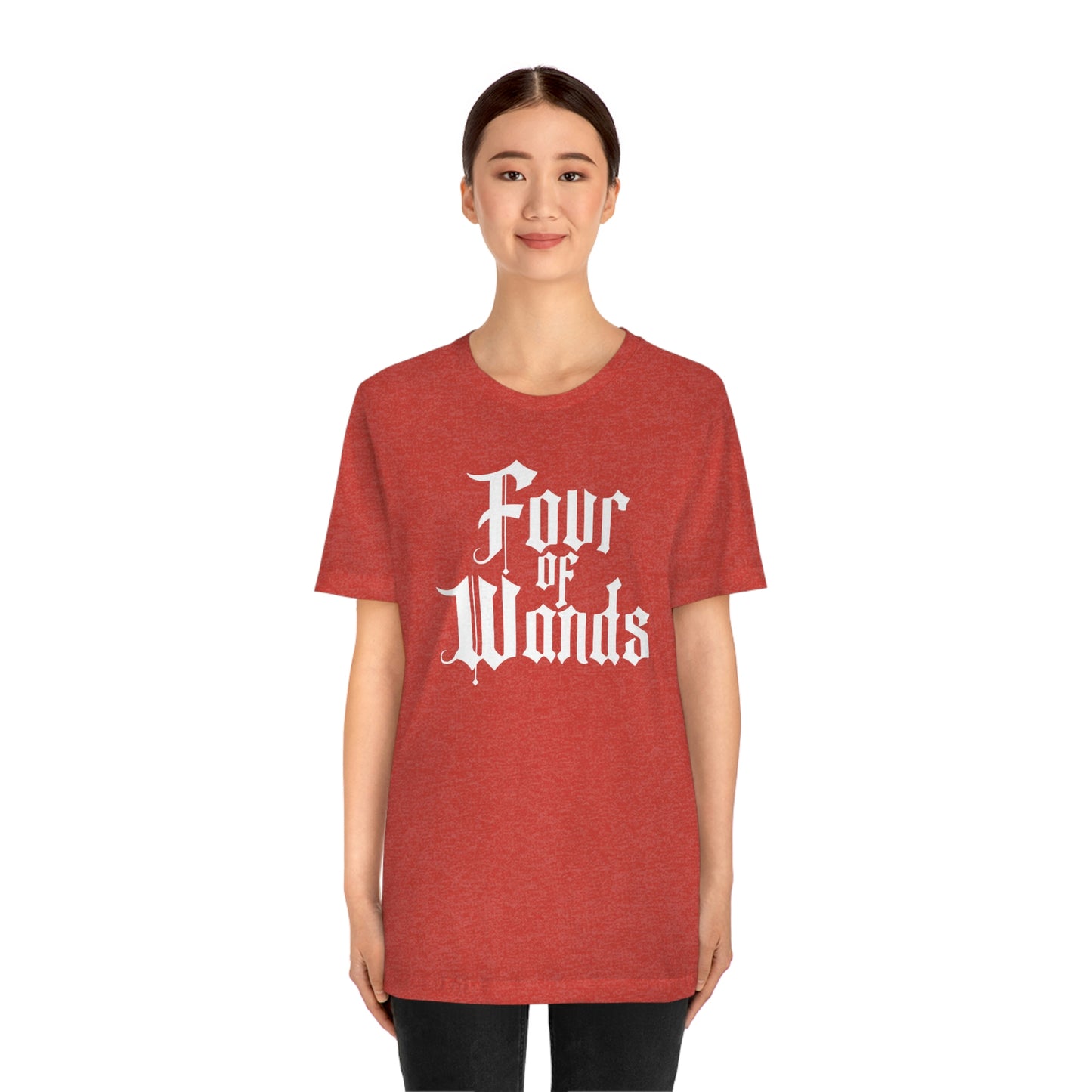 Four of Wands White Logo Unisex Jersey Short Sleeve Tee