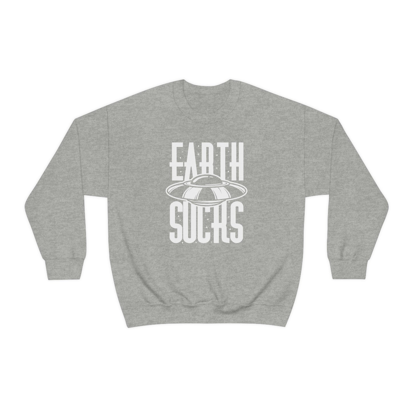 Earth Sucks White Font unisex heavy blend crewneck sweatshirt