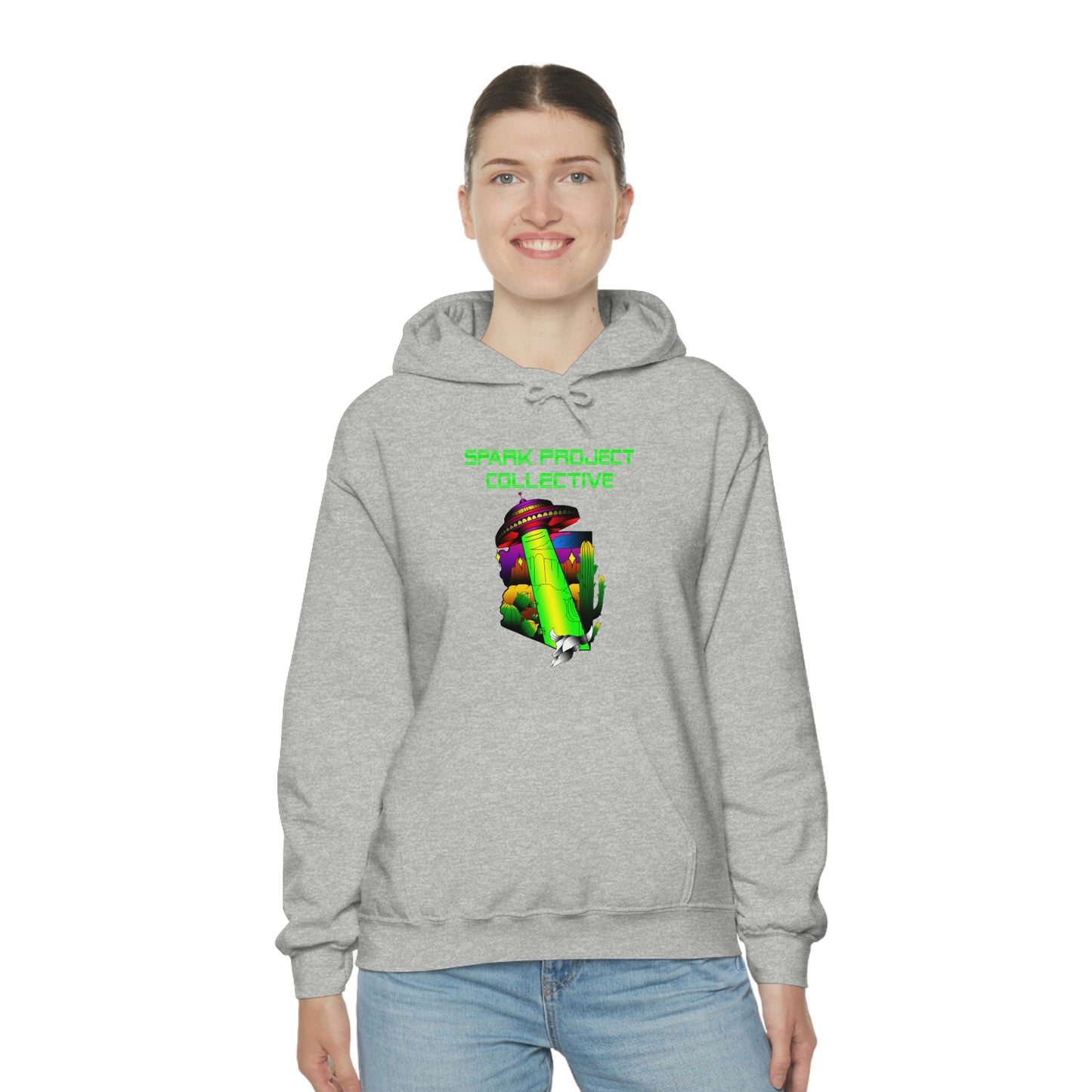 UFO Spark Green Font Unisex Heavy Blend™ Hooded Sweatshirt