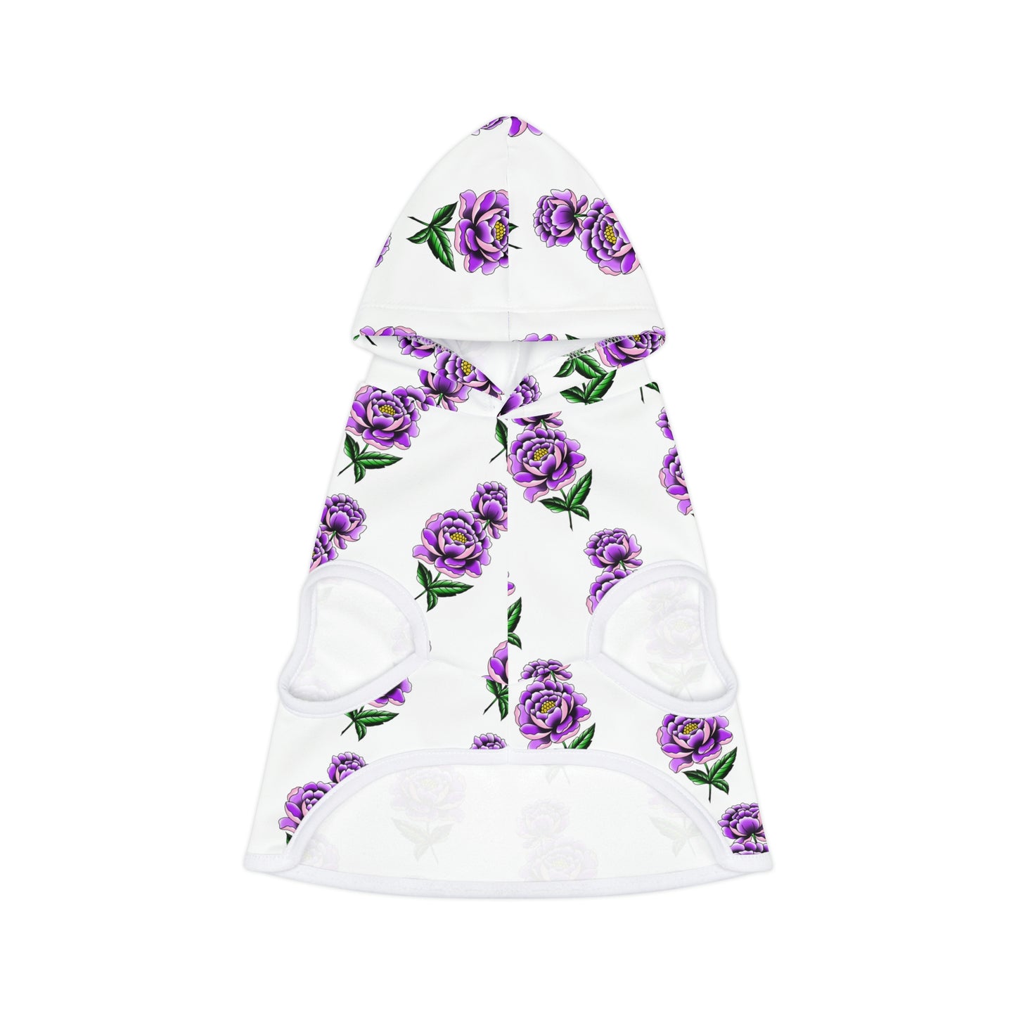 Flower Pattern White Dog Hoodie