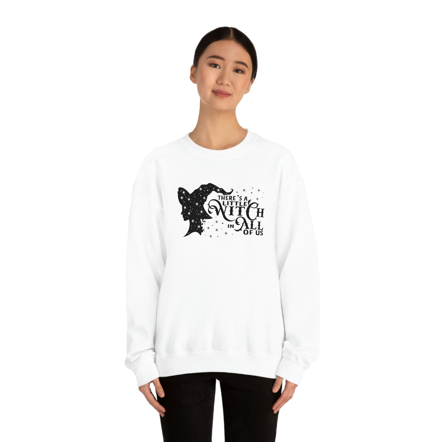 Witch in All of Us Black Font White unisex heavy blend crewneck sweatshirt