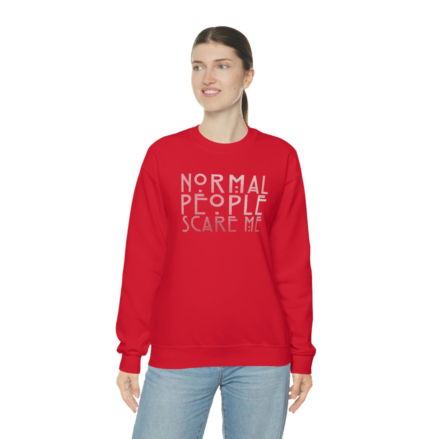 Normal People Scare Me Pink unisex heavy blend crewneck sweatshirt