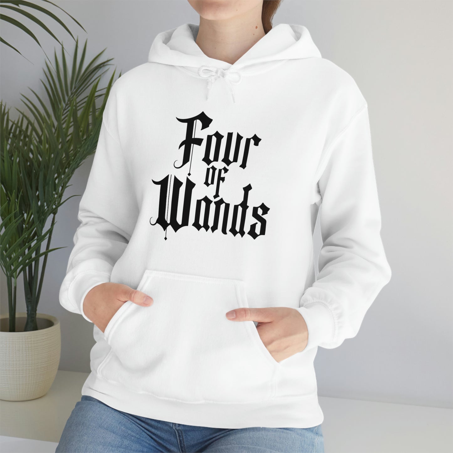 Four of Wands Black Logo Unisex Heavy Blend™ Hooded Sweatshirt