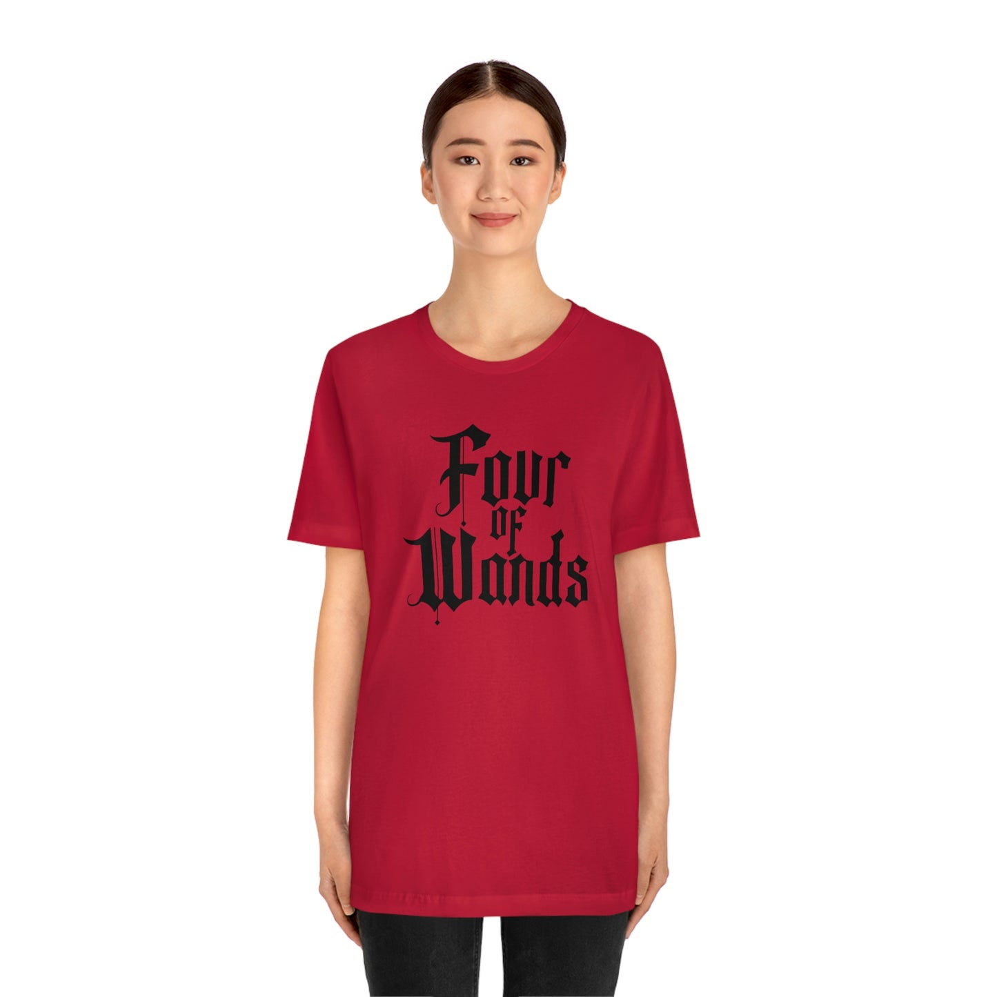 Four of Wands Black Logo Unisex Jersey Short Sleeve Tee