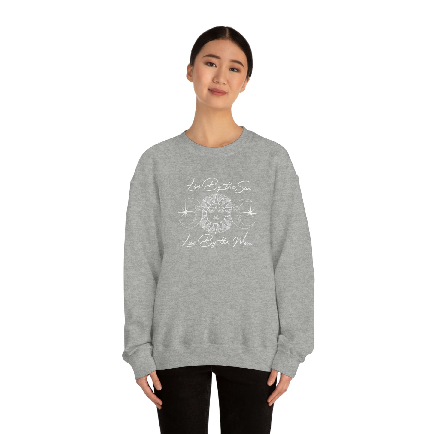 Live by The Sun White Font unisex heavy blend crewneck sweatshirt