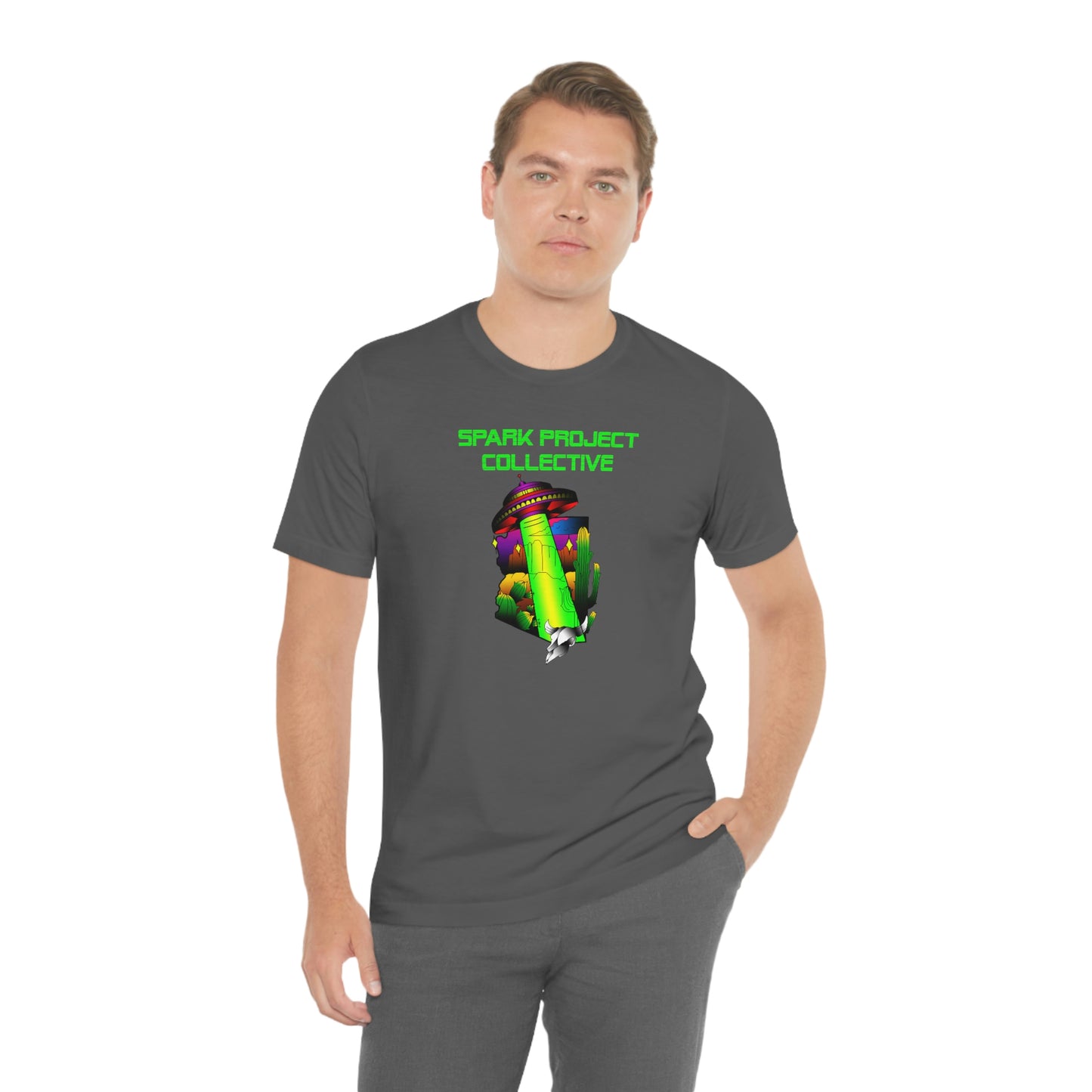 UFO Spark Green Font unisex jersey short sleeve tee