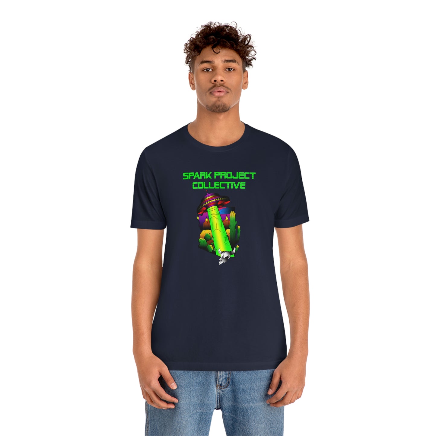 UFO Spark Green Font unisex jersey short sleeve tee