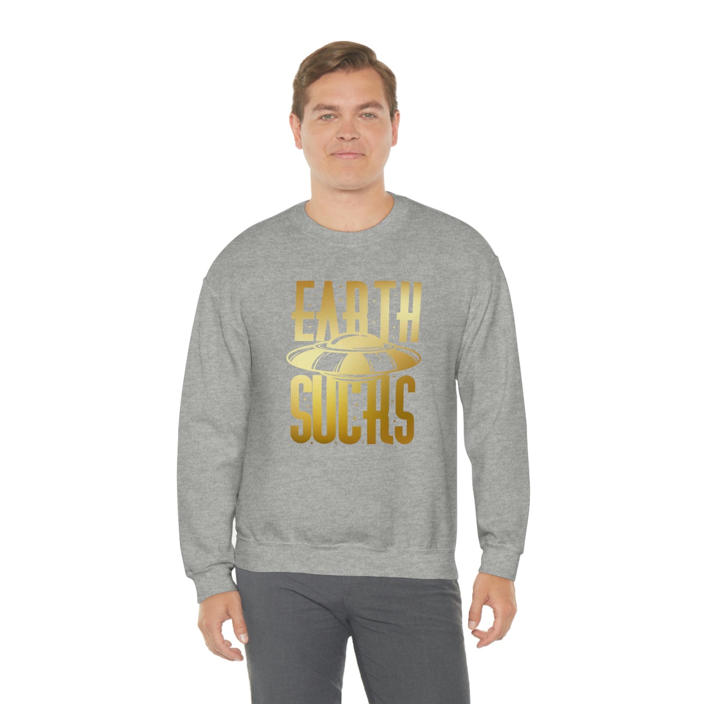 Earth Sucks Gold Font unisex heavy blend crewneck sweatshirt