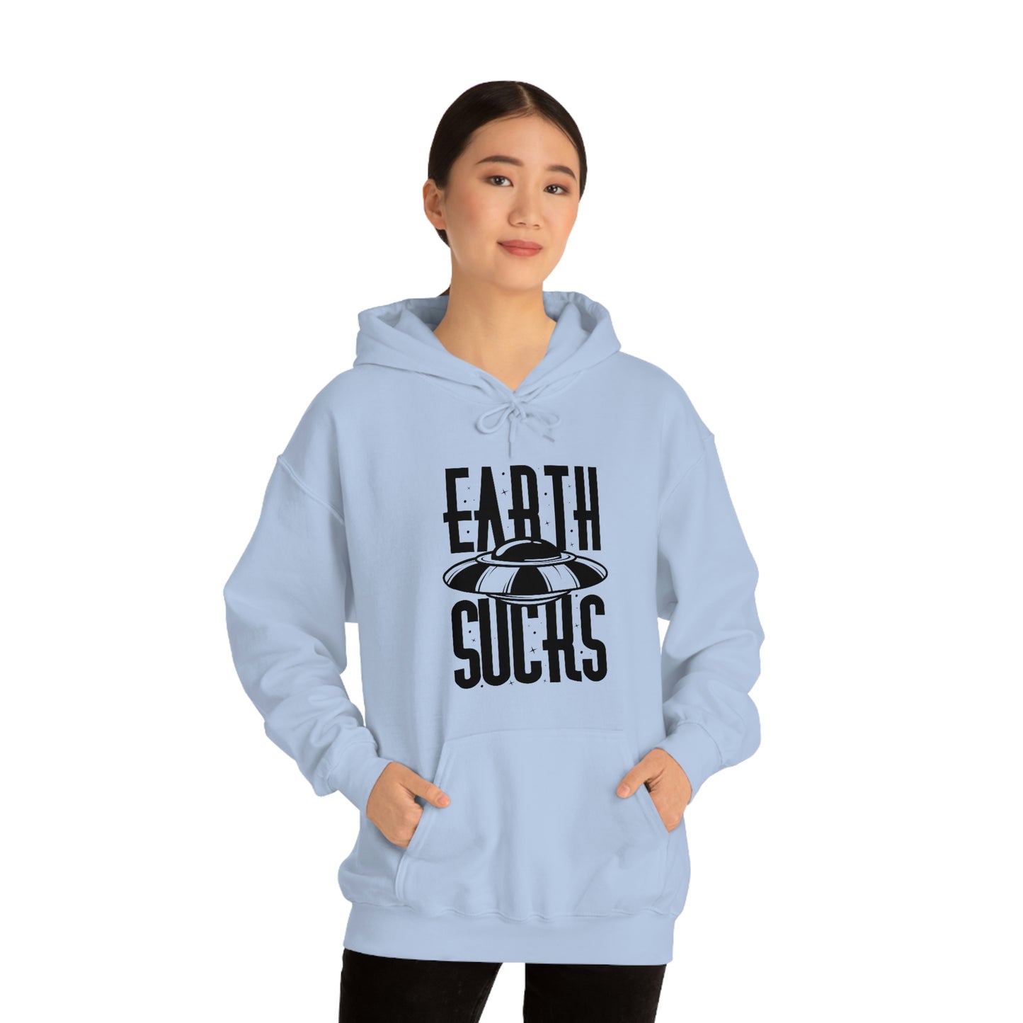 Earth Sucks Black Font Unisex Heavy Blend™ Hooded Sweatshirt