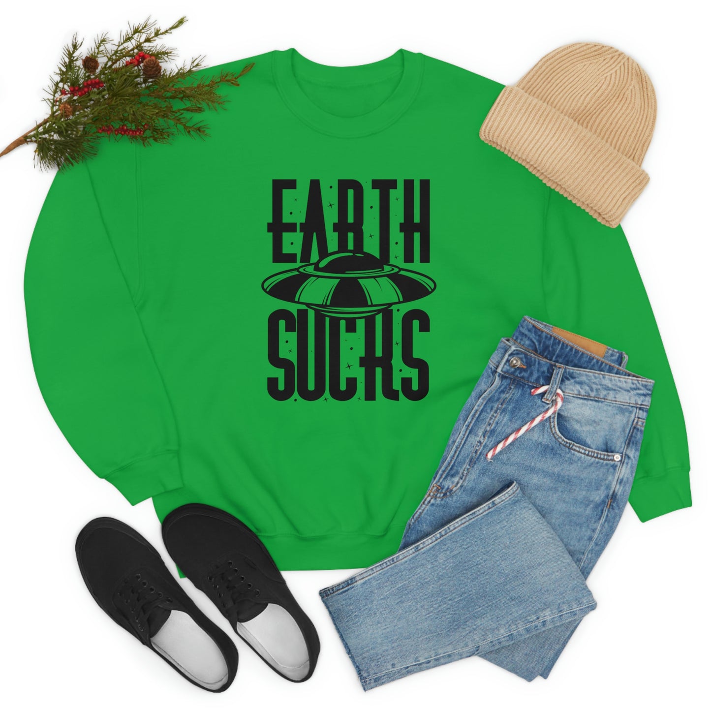 Earth Sucks Black Font unisex heavy blend crewneck sweatshirt