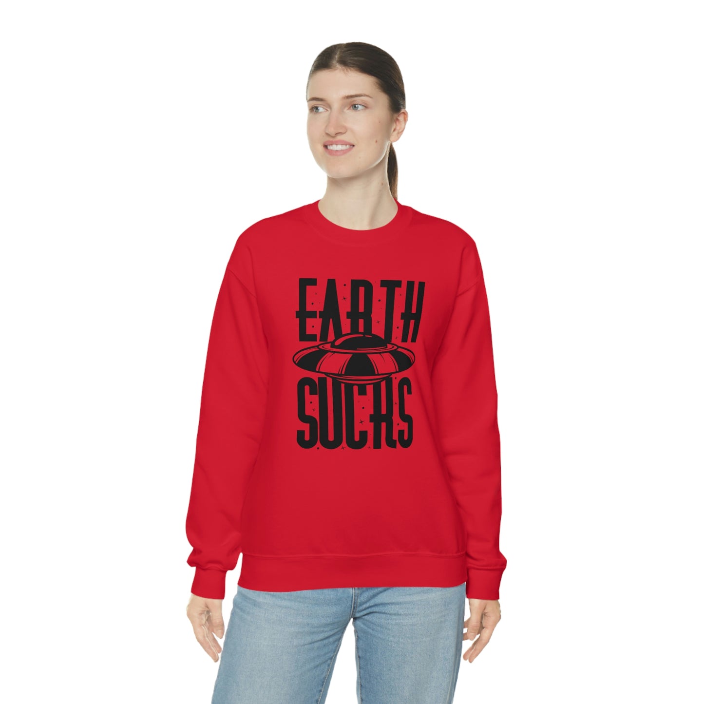 Earth Sucks Black Font unisex heavy blend crewneck sweatshirt