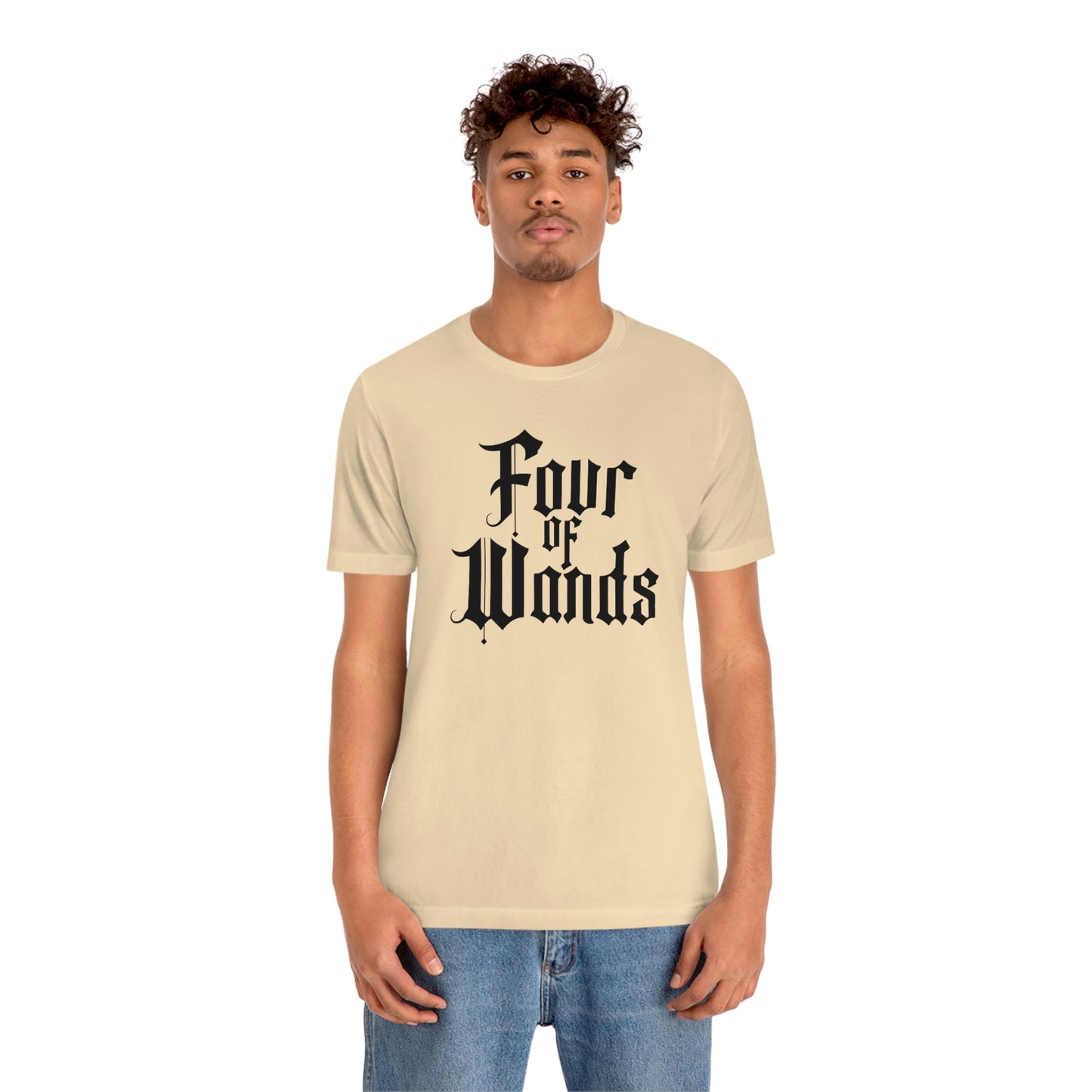 Four of Wands Black Logo Unisex Jersey Short Sleeve Tee