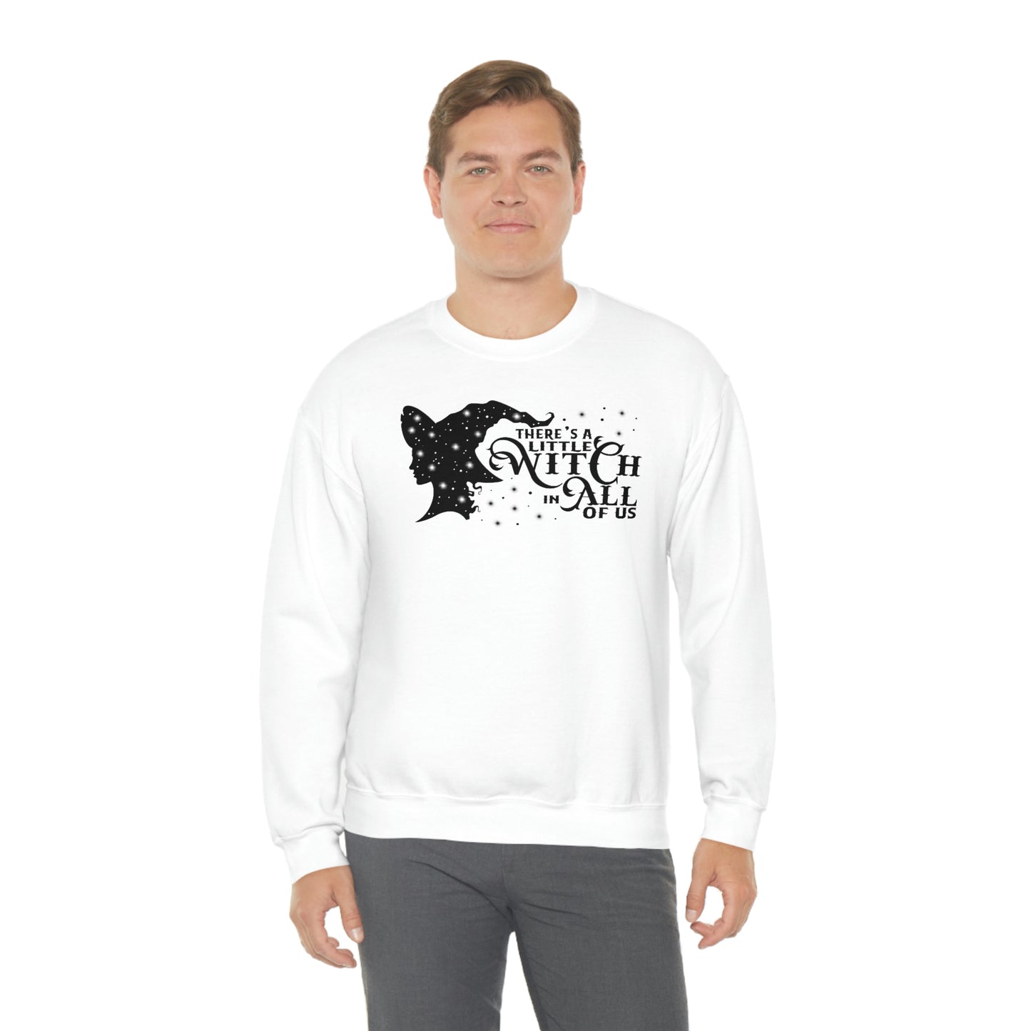 Witch in All of Us Black Font White unisex heavy blend crewneck sweatshirt