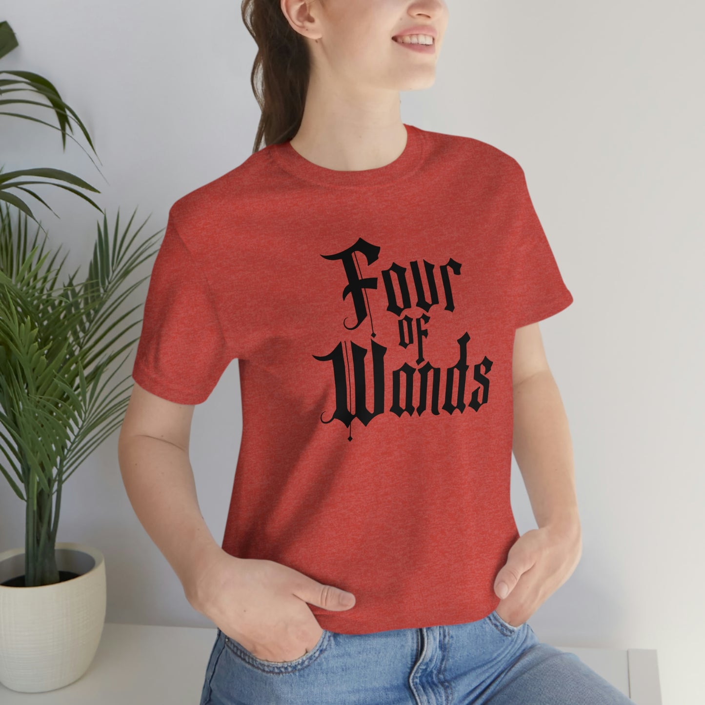 Four of Wands Black Logo Unisex Jersey Short Sleeve Tee