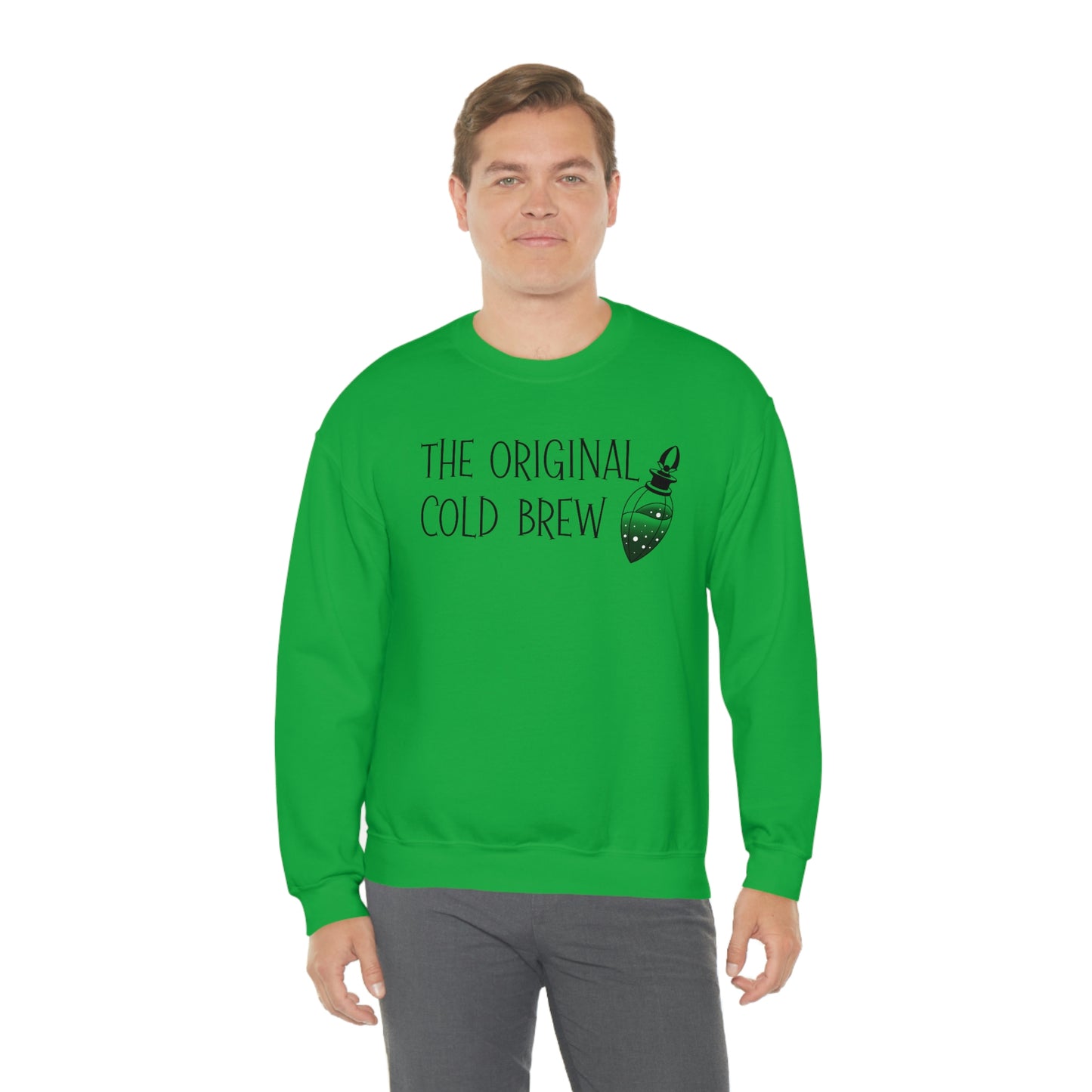 The Original Cold Brew Black Font White unisex heavy blend crewneck sweatshirt