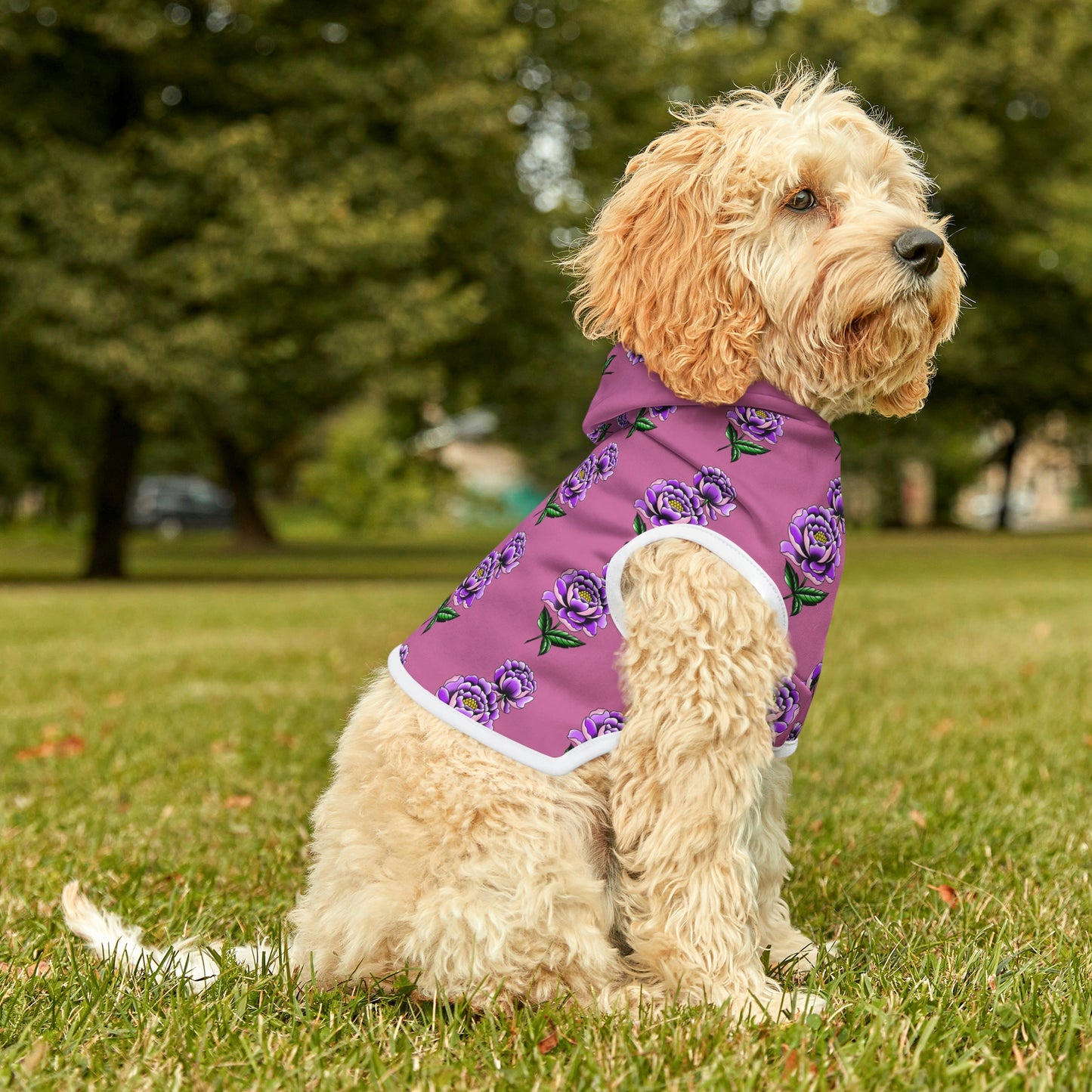 Flower Pattern Lt Pink Dog Hoodie