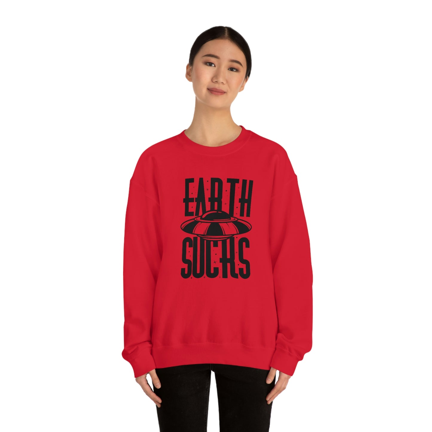 Earth Sucks Black Font unisex heavy blend crewneck sweatshirt