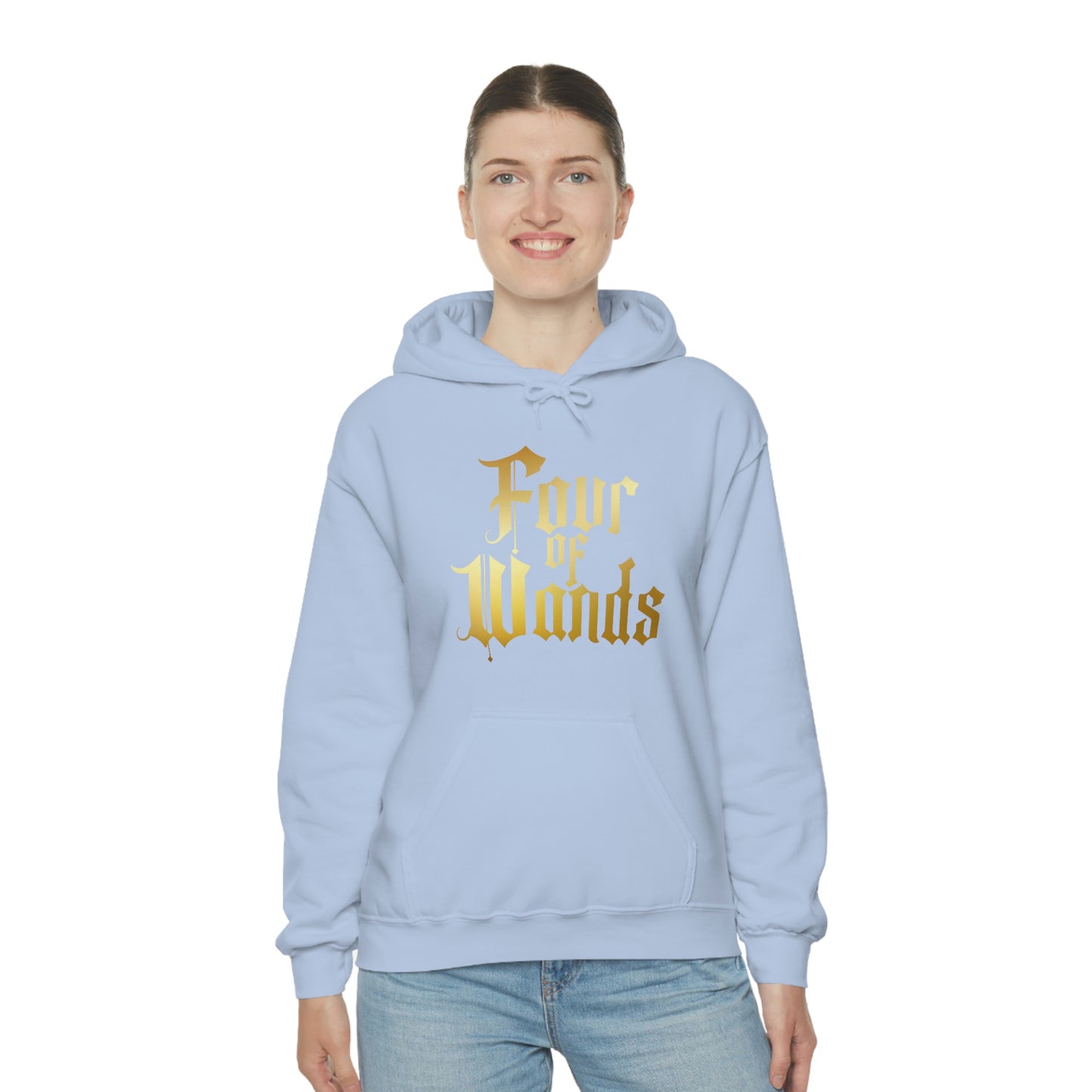 Four of Wands Gold Logo Unisex Heavy Blend™ Hooded Sweatshirt