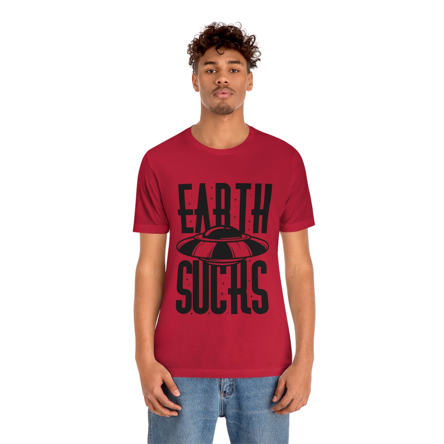 Earth Sucks Black Font Unisex Jersey Short Sleeve Tee