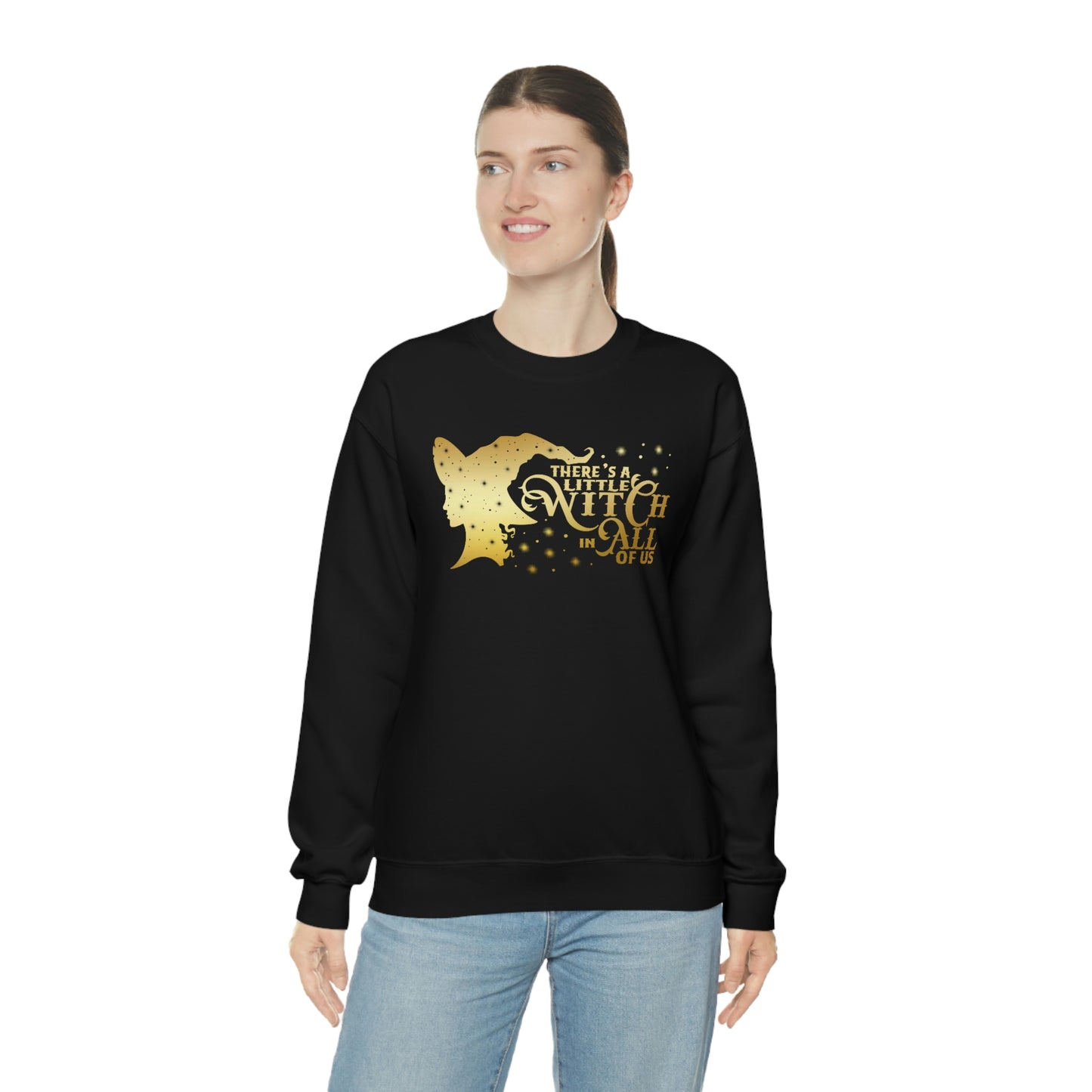 Witch In All of Us Gold Font Black unisex heavy blend crewneck sweatshirt