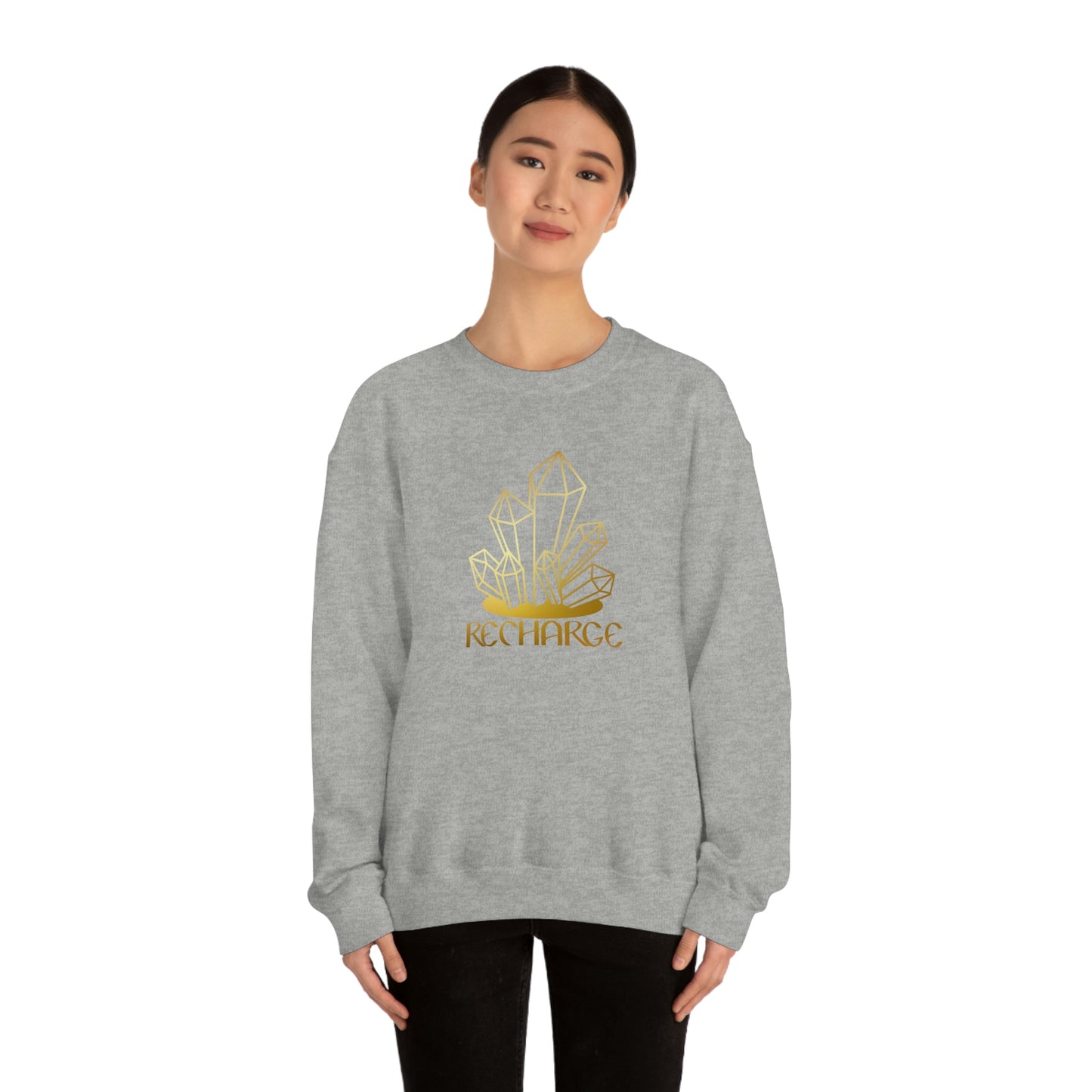 Recharge Gold Font Black unisex heavy blend crewneck sweatshirt