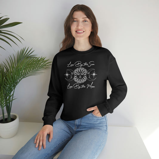 Live by The Sun White Font unisex heavy blend crewneck sweatshirt