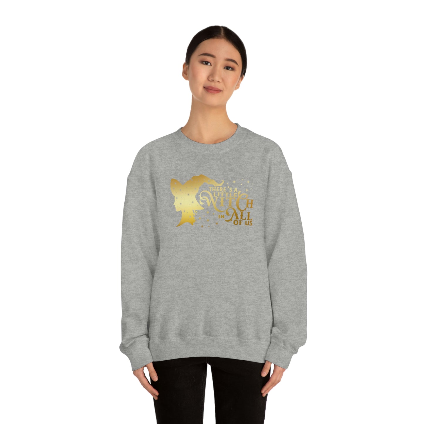 Witch In All of Us Gold Font Black unisex heavy blend crewneck sweatshirt