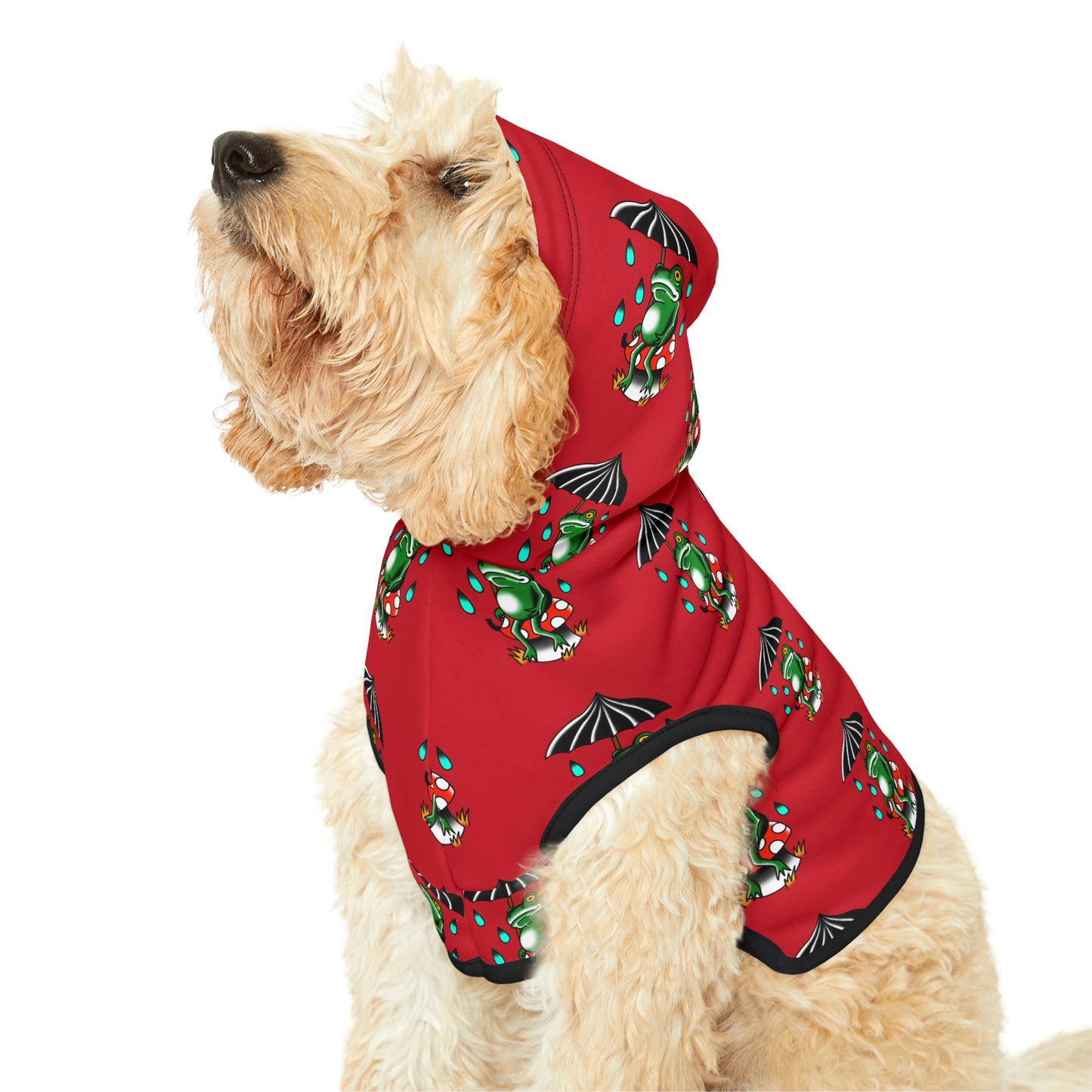 Rainy Day Frog Red Dog Hoodie