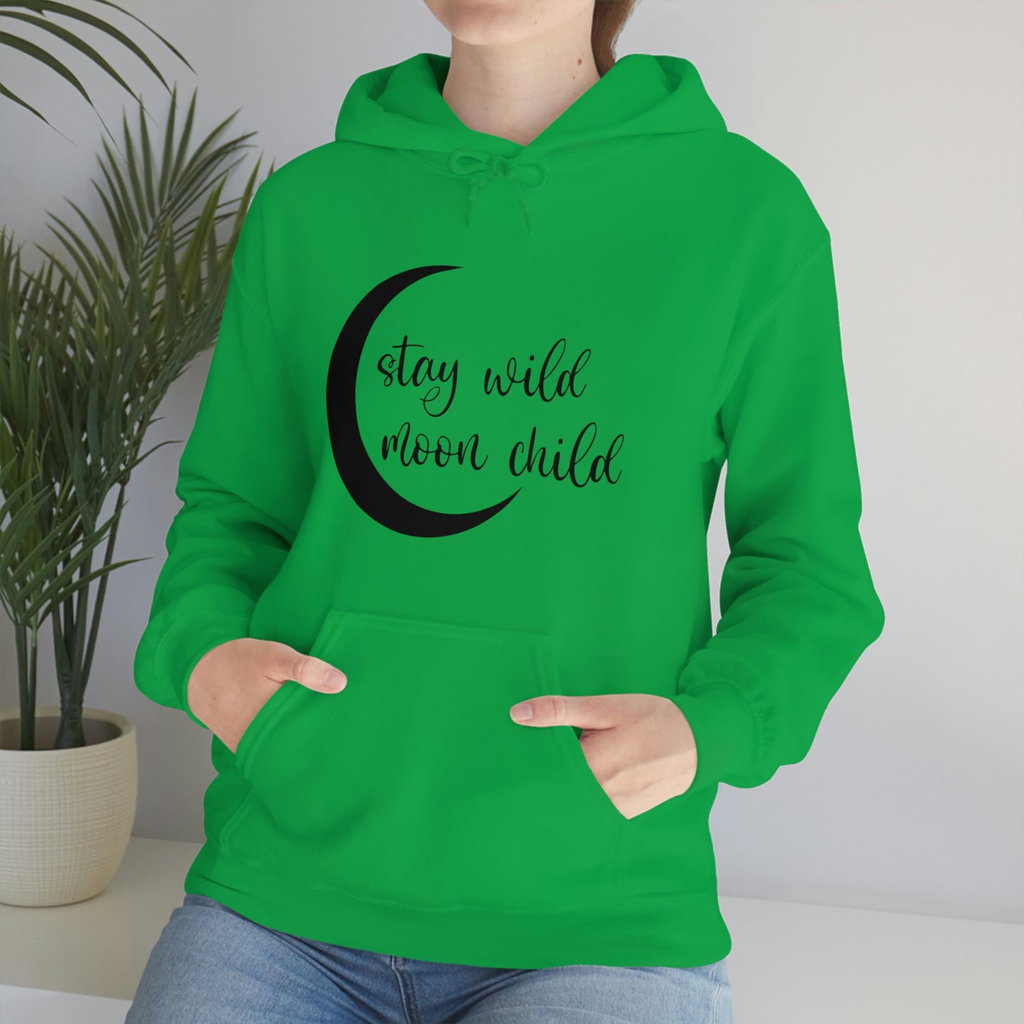 Stay Wild Moon Child Black Font Unisex Heavy Blend™ Hooded Sweatshirt