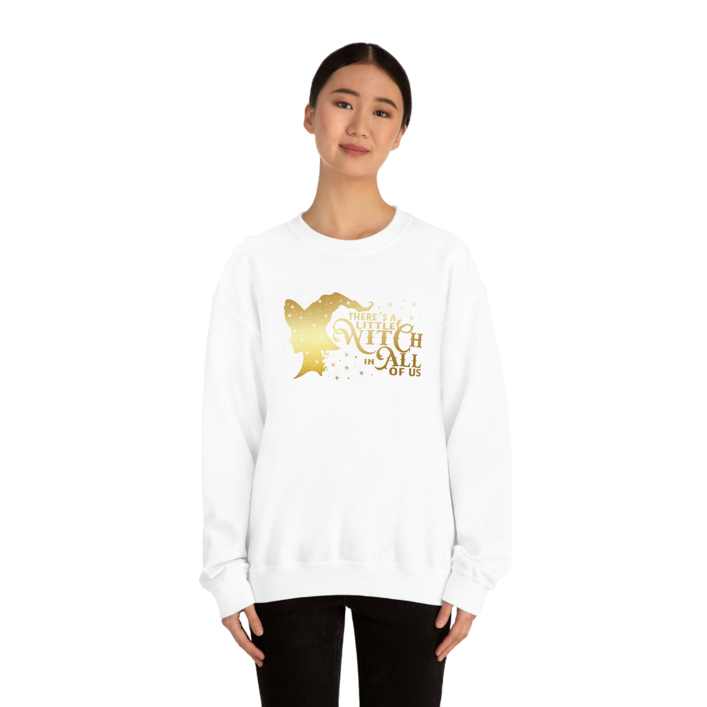 Witch In All of Us Gold Font Black unisex heavy blend crewneck sweatshirt