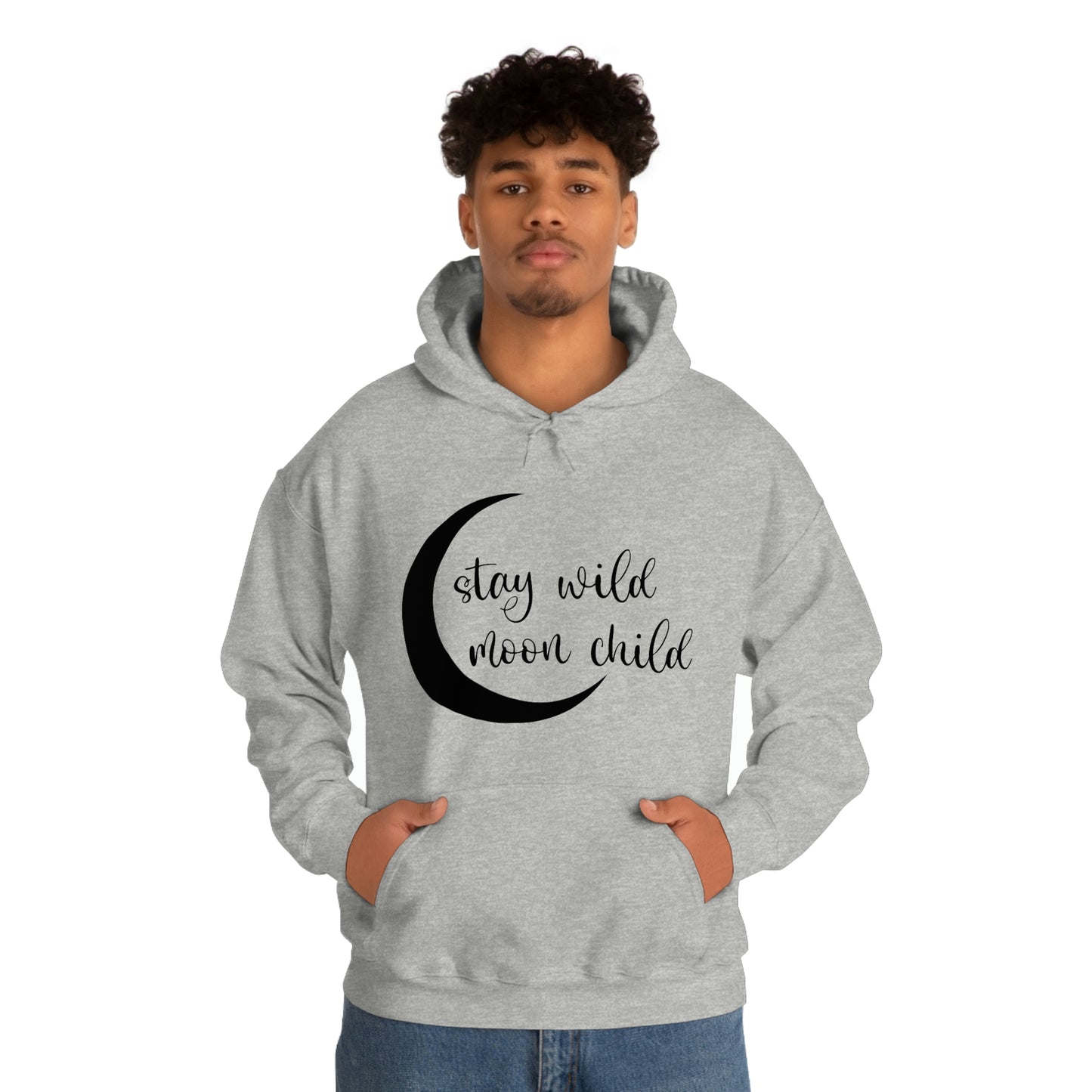 Stay Wild Moon Child Black Font Unisex Heavy Blend™ Hooded Sweatshirt