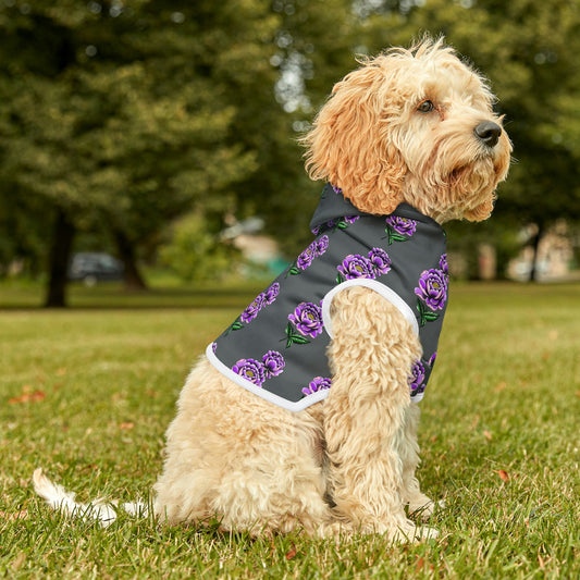 Flower Pattern Dk Grey Dog Hoodie