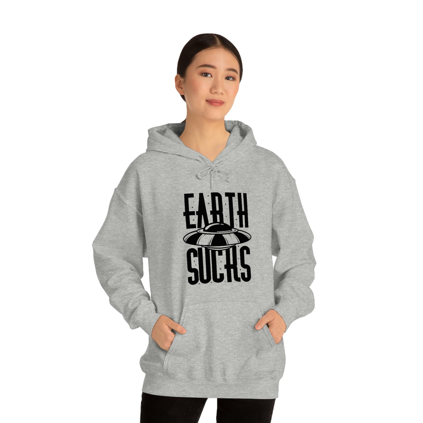 Earth Sucks Black Font Unisex Heavy Blend™ Hooded Sweatshirt