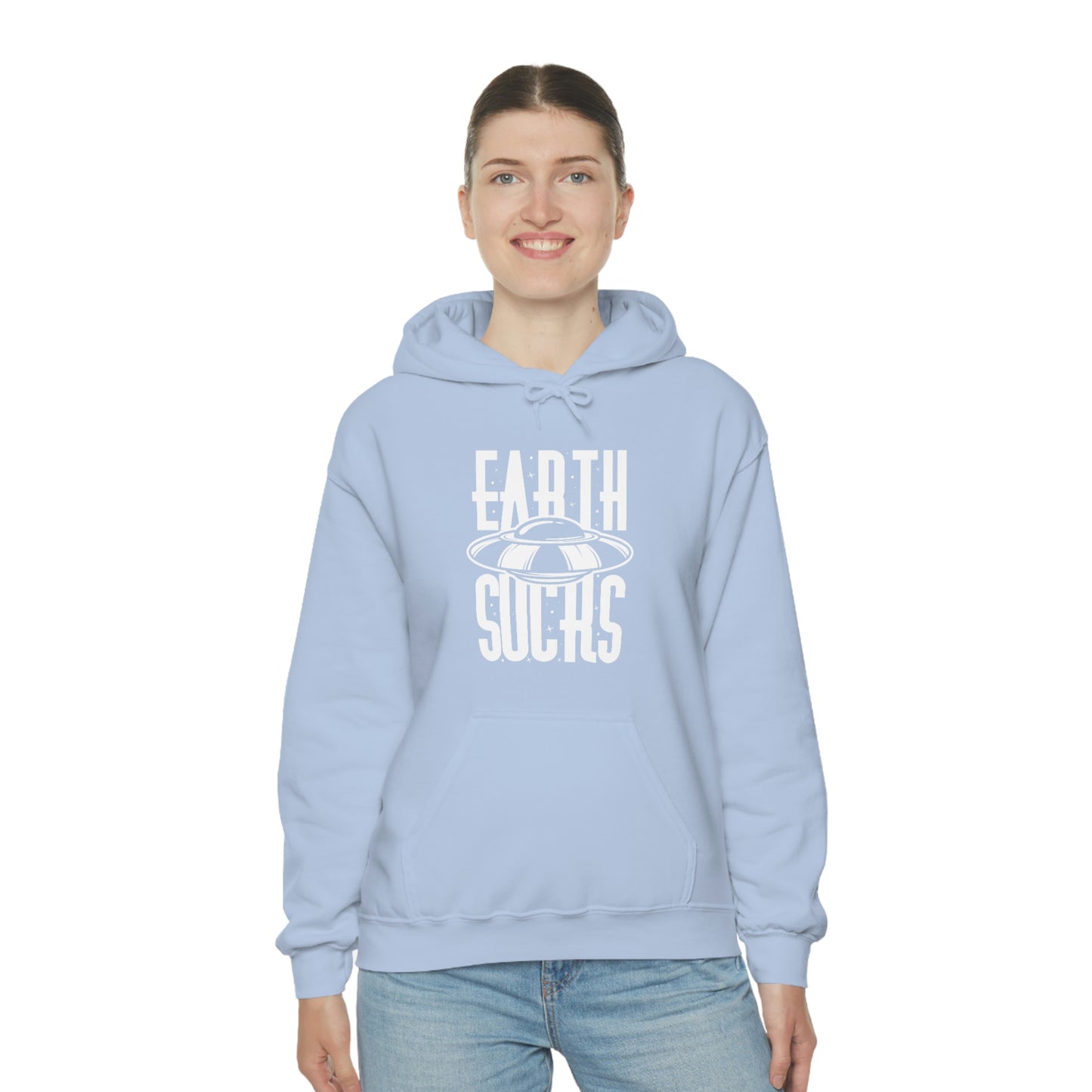 Earth Sucks White Font Unisex Heavy Blend™ Hooded Sweatshirt