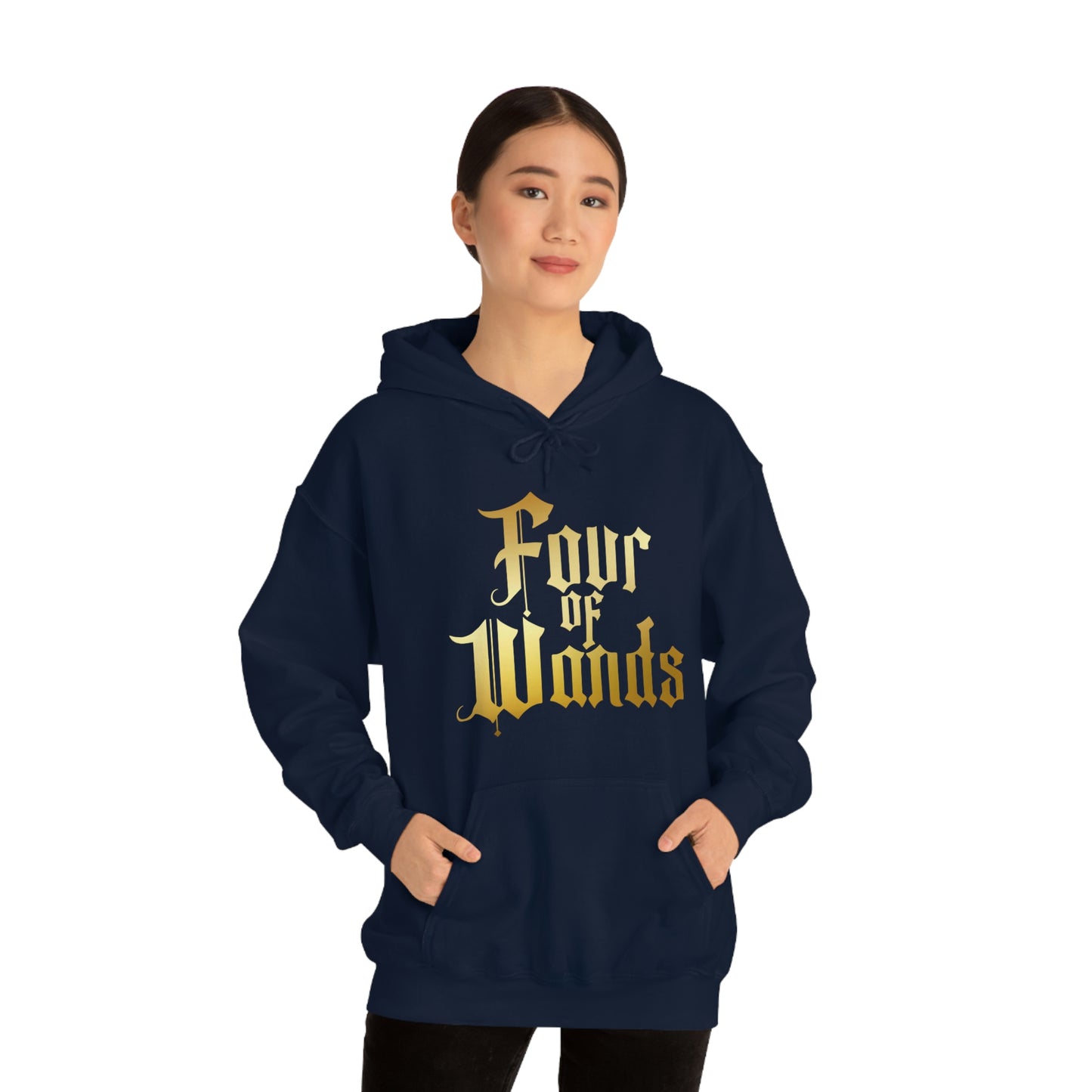 Four of Wands Gold Logo Unisex Heavy Blend™ Hooded Sweatshirt