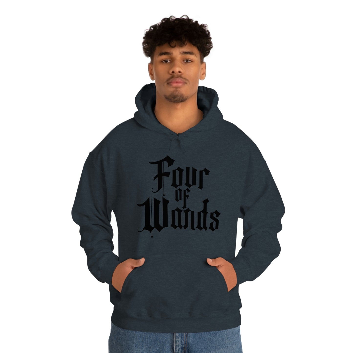 Four of Wands Black Logo Unisex Heavy Blend™ Hooded Sweatshirt