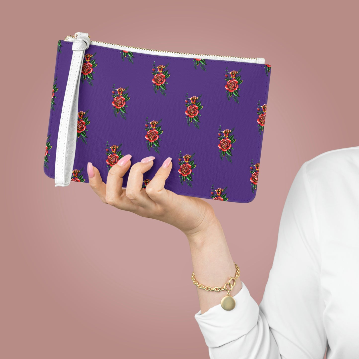 Rose, Purple Clutch Bag