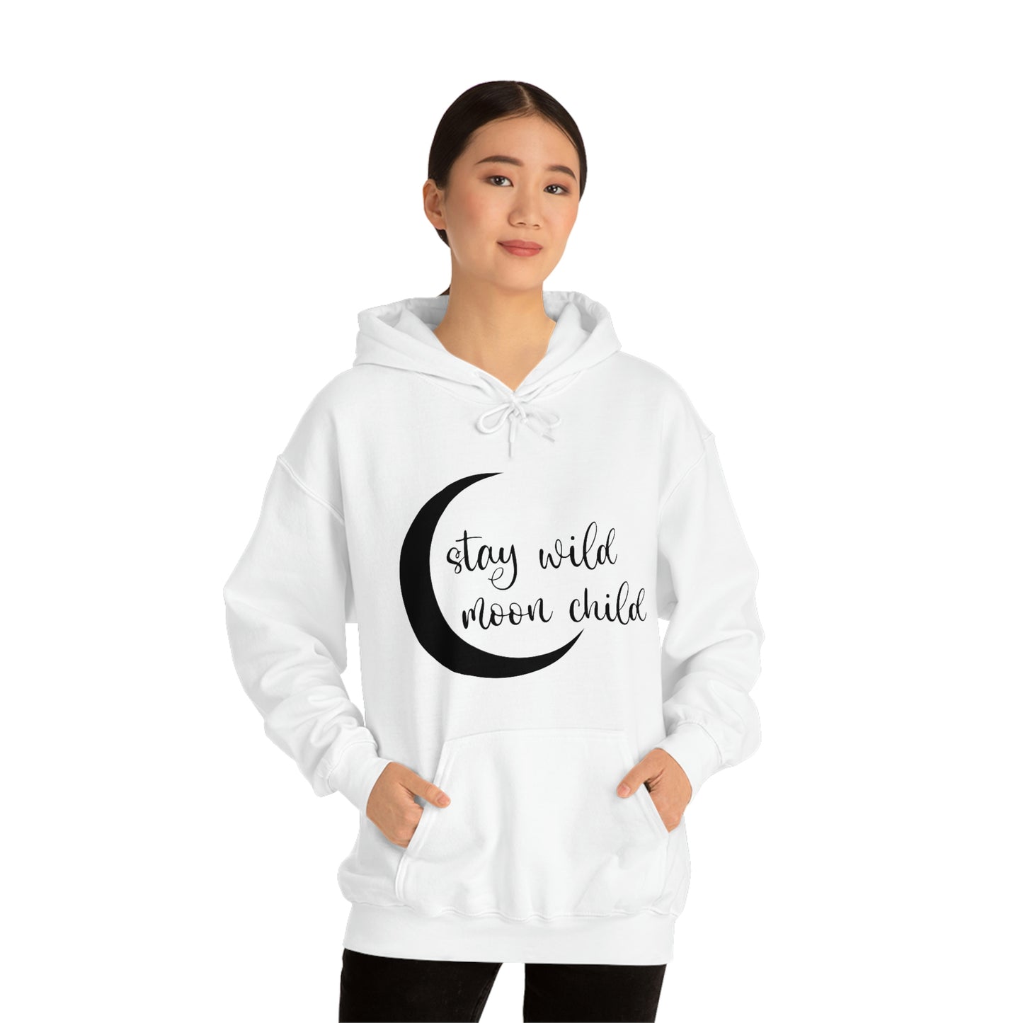 Stay Wild Moon Child Black Font Unisex Heavy Blend™ Hooded Sweatshirt