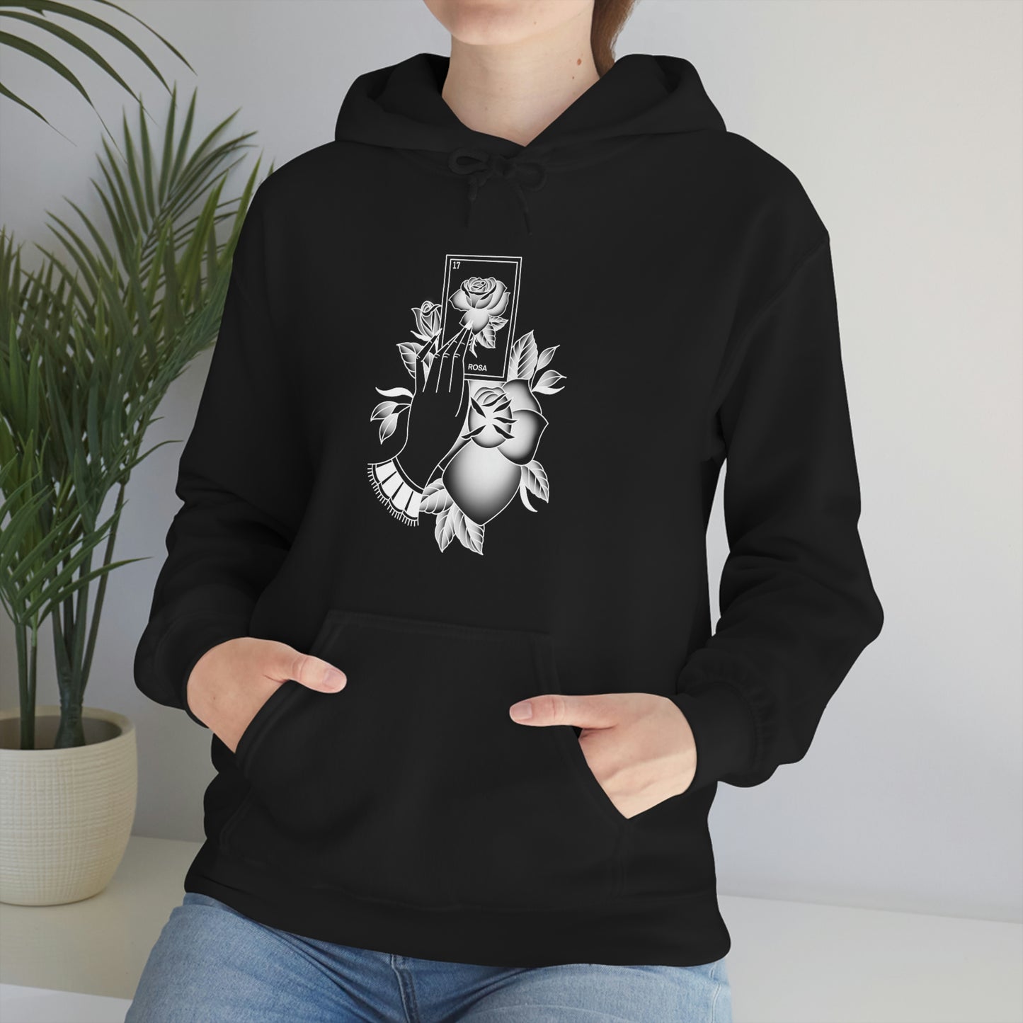 Rosa Card White Shaded Unisex Heavy Blend™ Hooded Sweatshirt